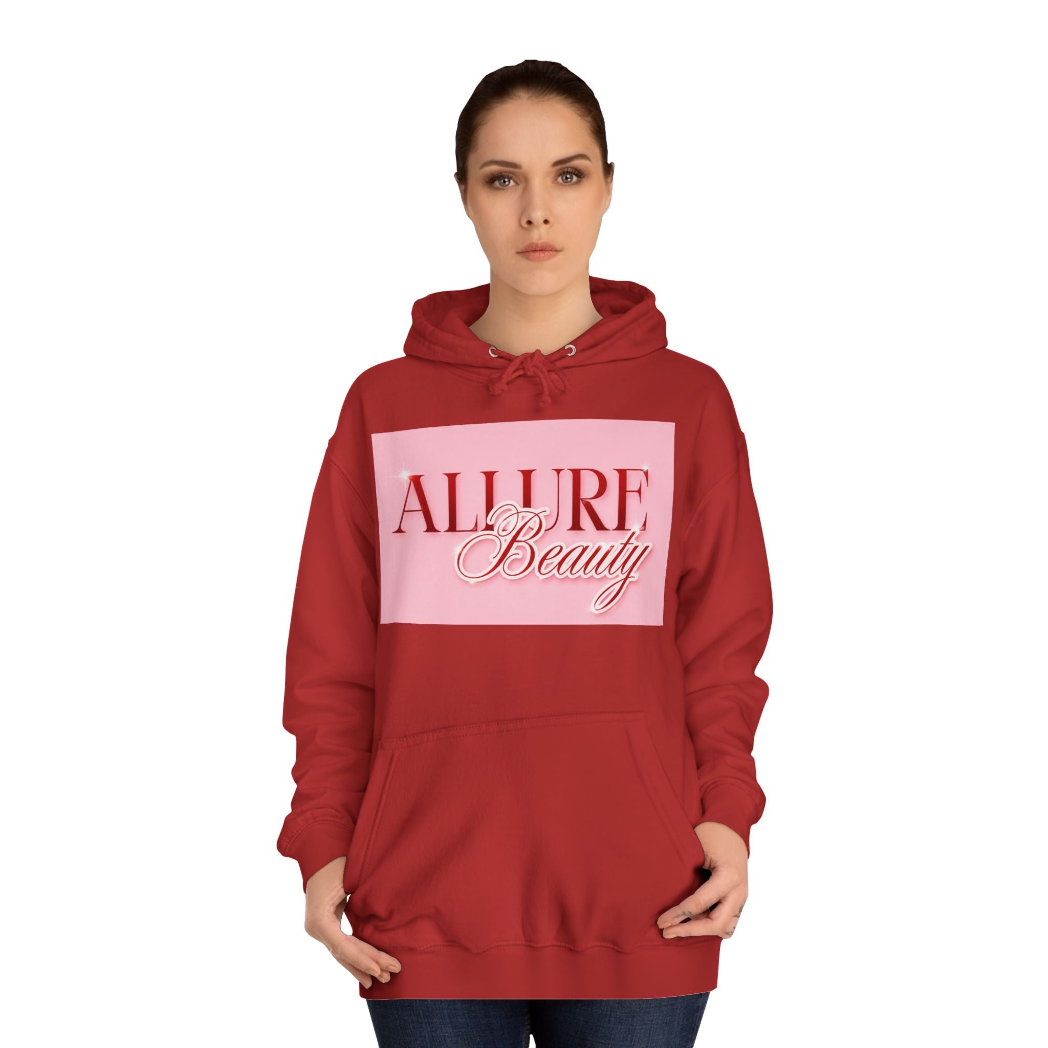 Unisex Allure Beauty Hoodie — Pink Logo Comfort Pullover