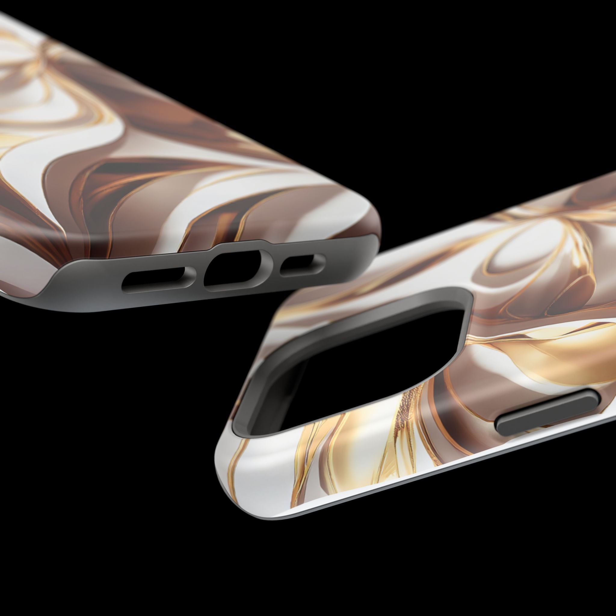 Marbled Gold Swirl Phone Case — Magnetic Impact‑Resistant iPhone Cover