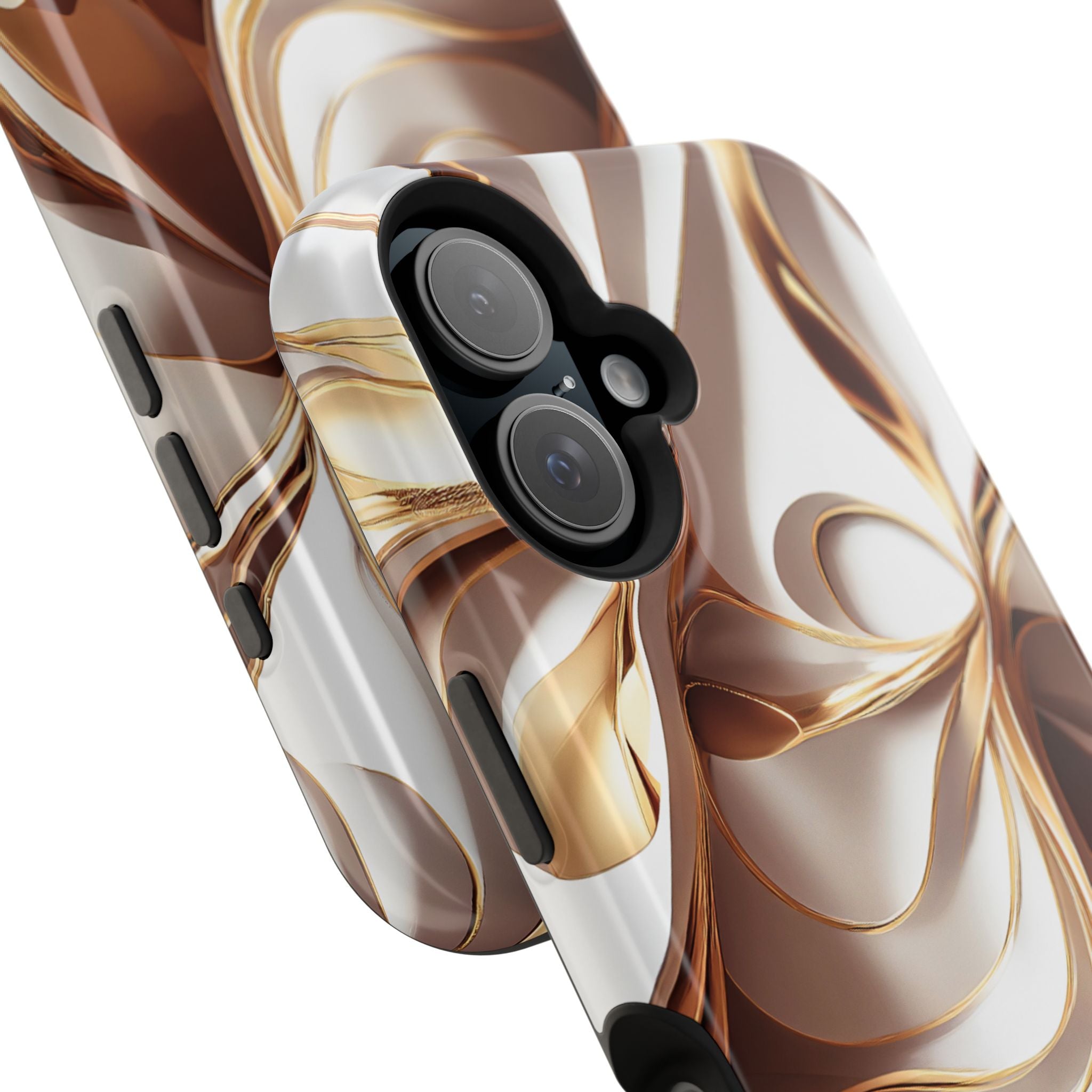 Marbled Gold Swirl Phone Case — Magnetic Impact‑Resistant iPhone Cover