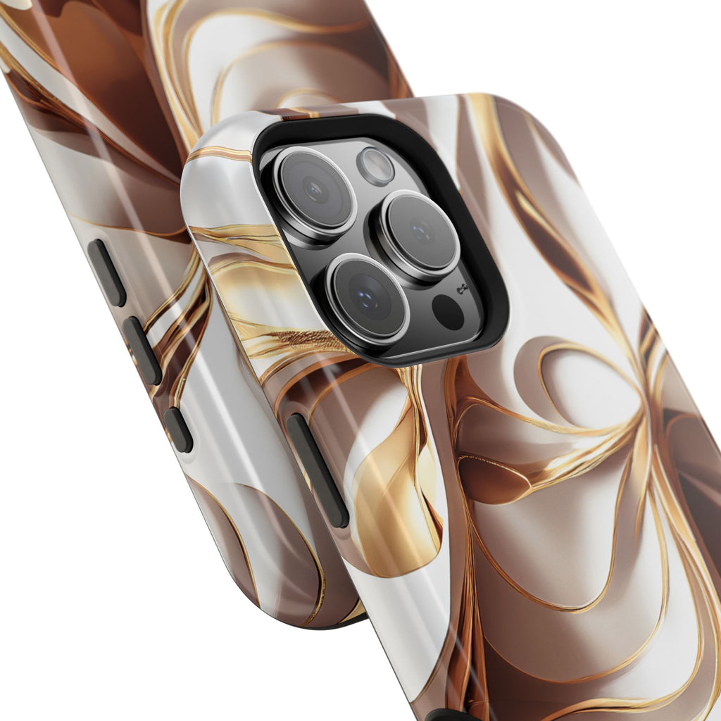 Marbled Gold Swirl Phone Case — Magnetic Impact‑Resistant iPhone Cover