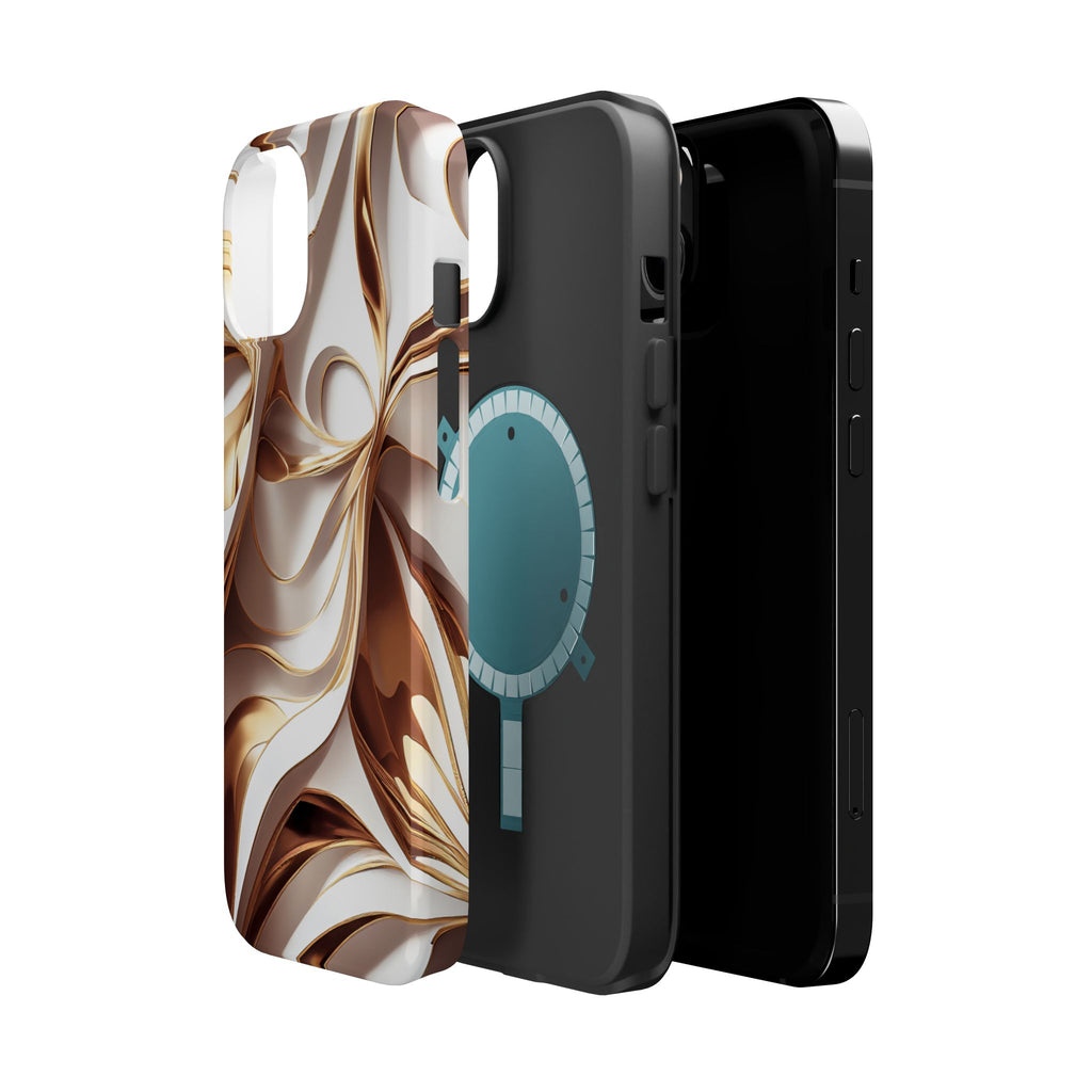 Marbled Gold Swirl Phone Case — Magnetic Impact‑Resistant iPhone Cover