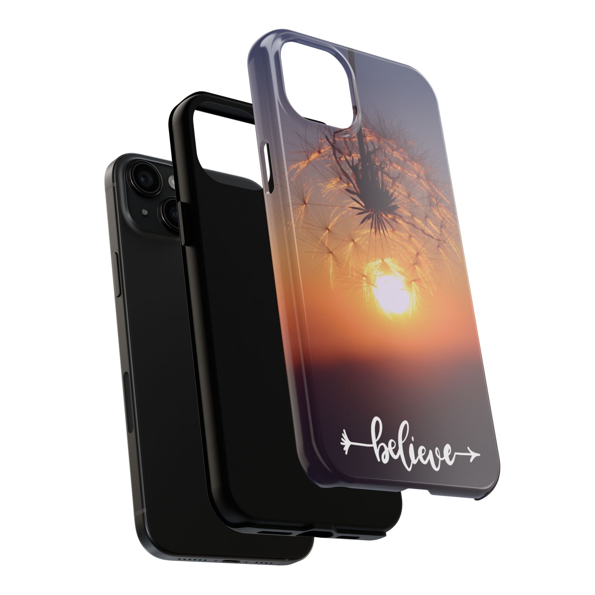 Believe Dandelion Sunset Tough Phone Case — Inspirational Protective iPhone Cover