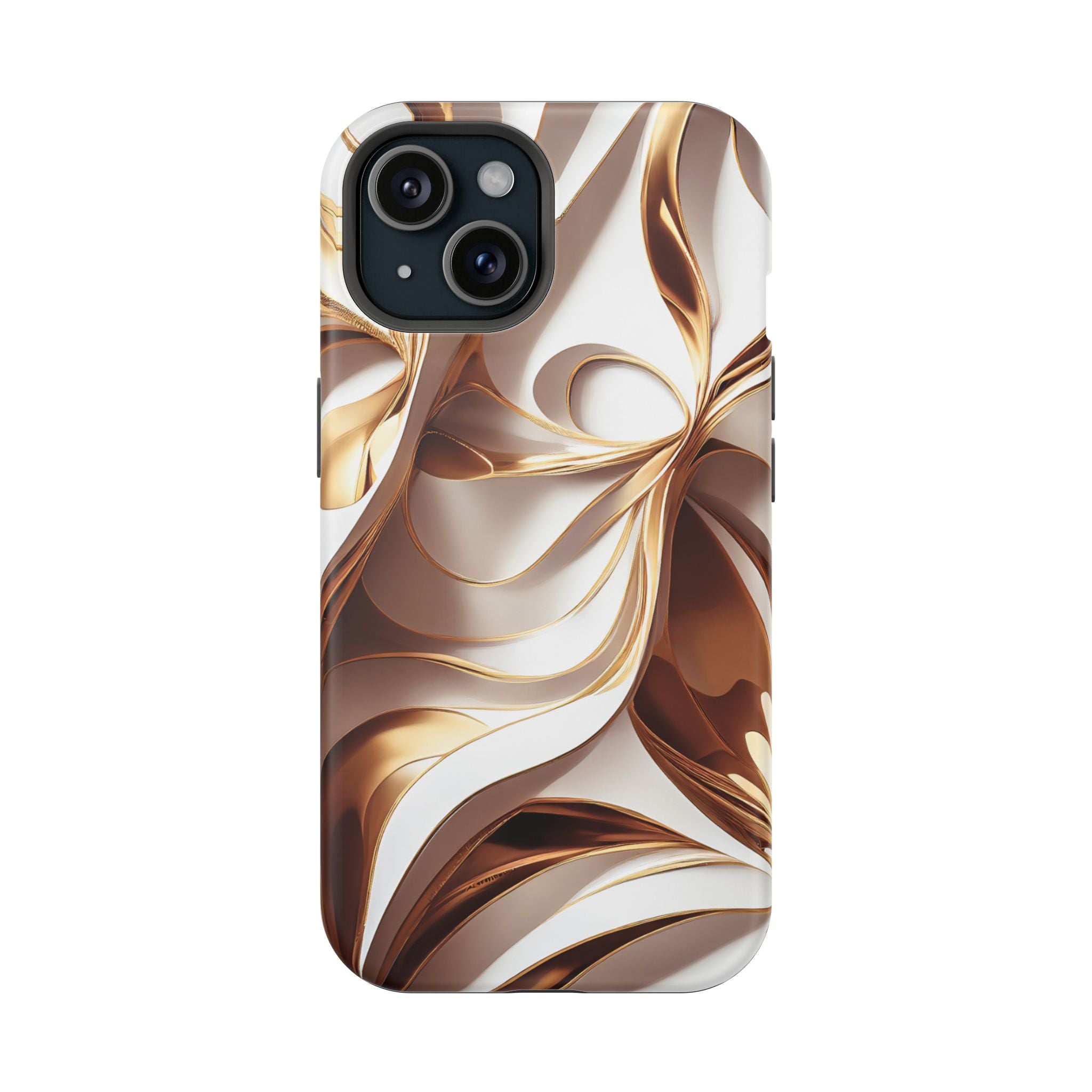 Marbled Gold Swirl Phone Case — Magnetic Impact‑Resistant iPhone Cover