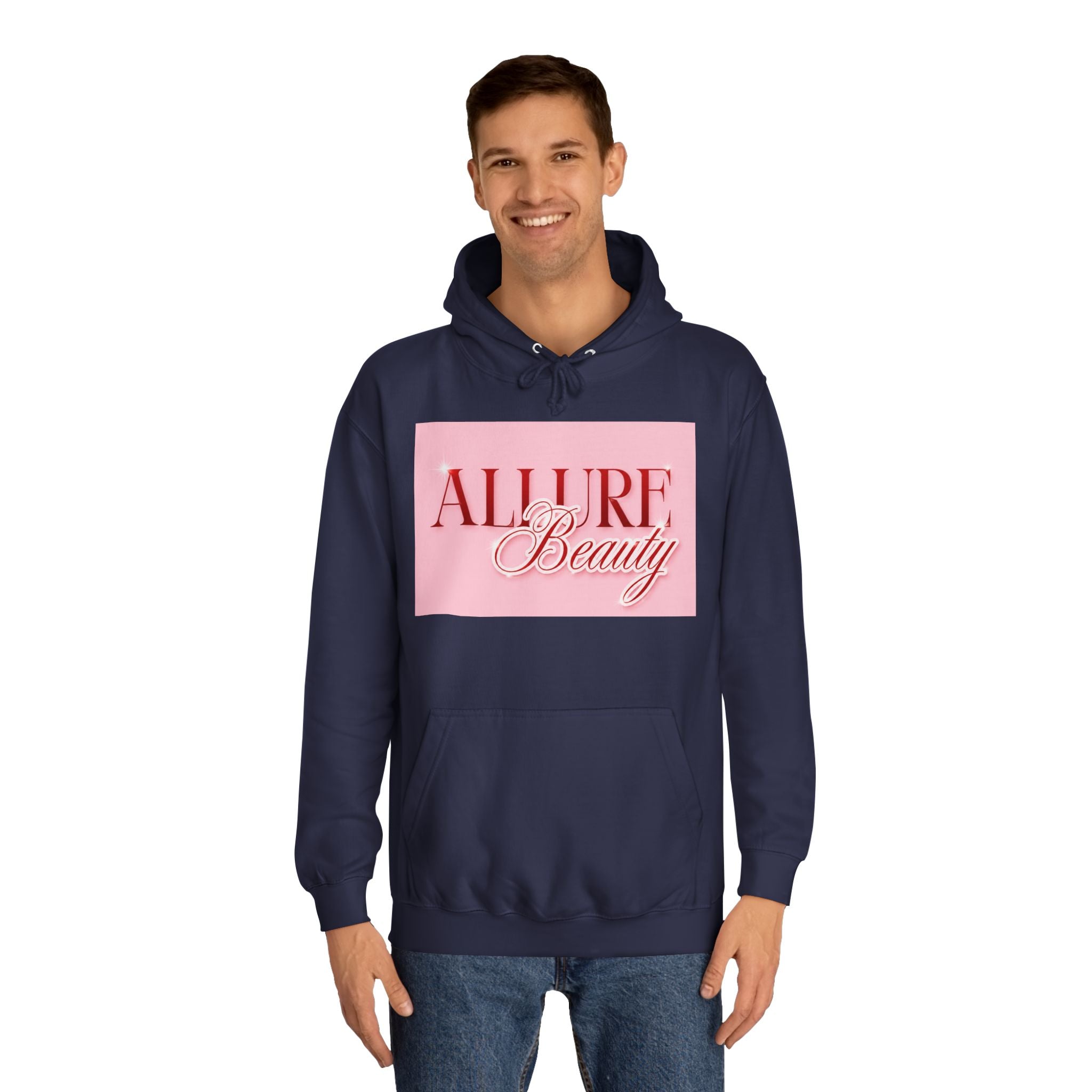 Unisex Allure Beauty Hoodie — Pink Logo Comfort Pullover