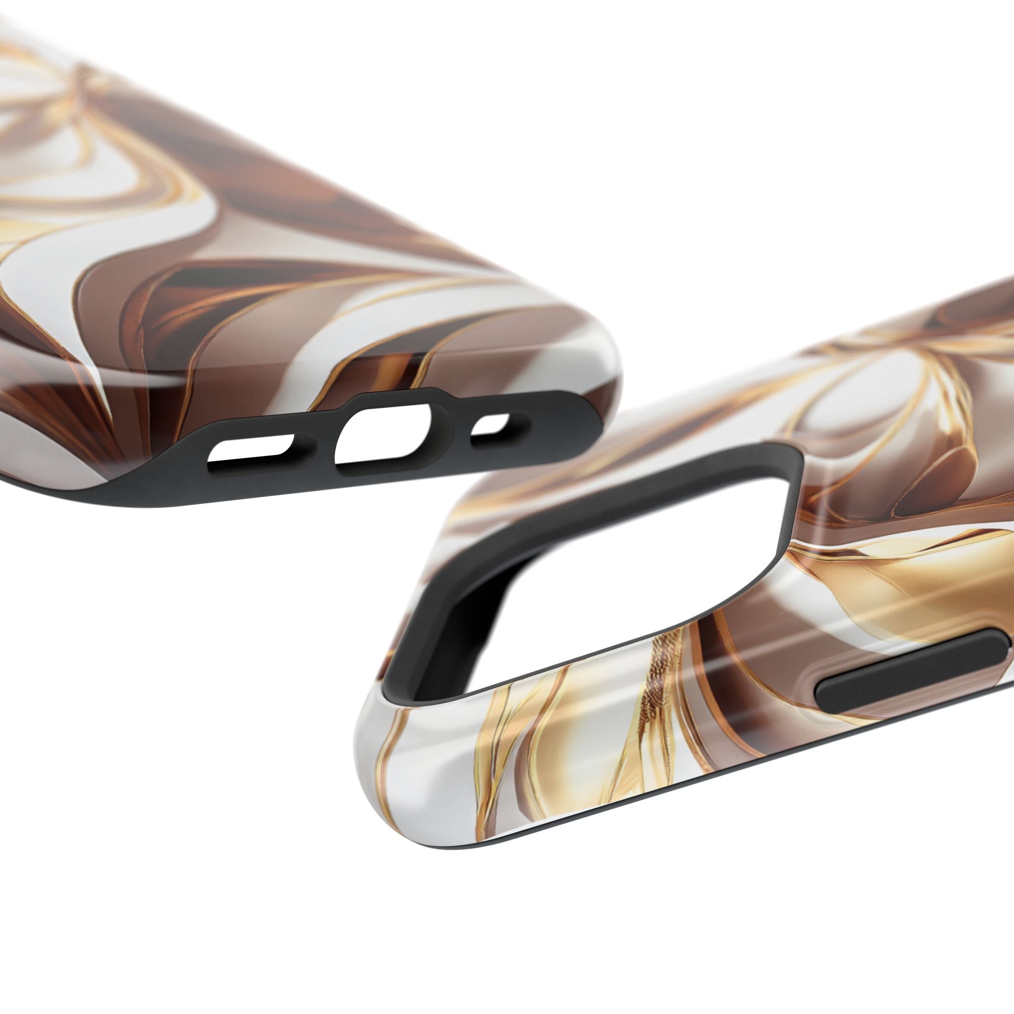 Marbled Gold Swirl Phone Case — Magnetic Impact‑Resistant iPhone Cover