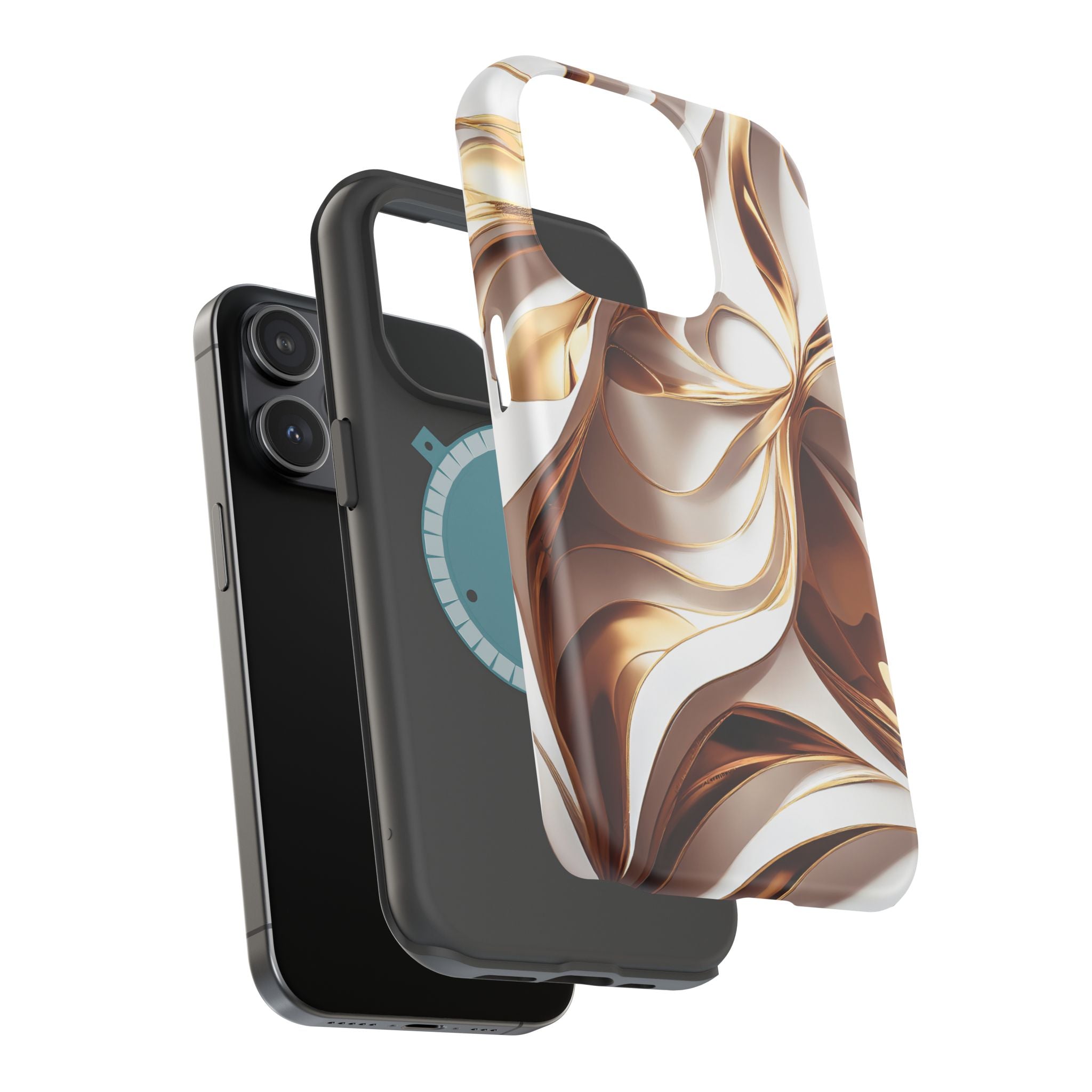 Marbled Gold Swirl Phone Case — Magnetic Impact‑Resistant iPhone Cover