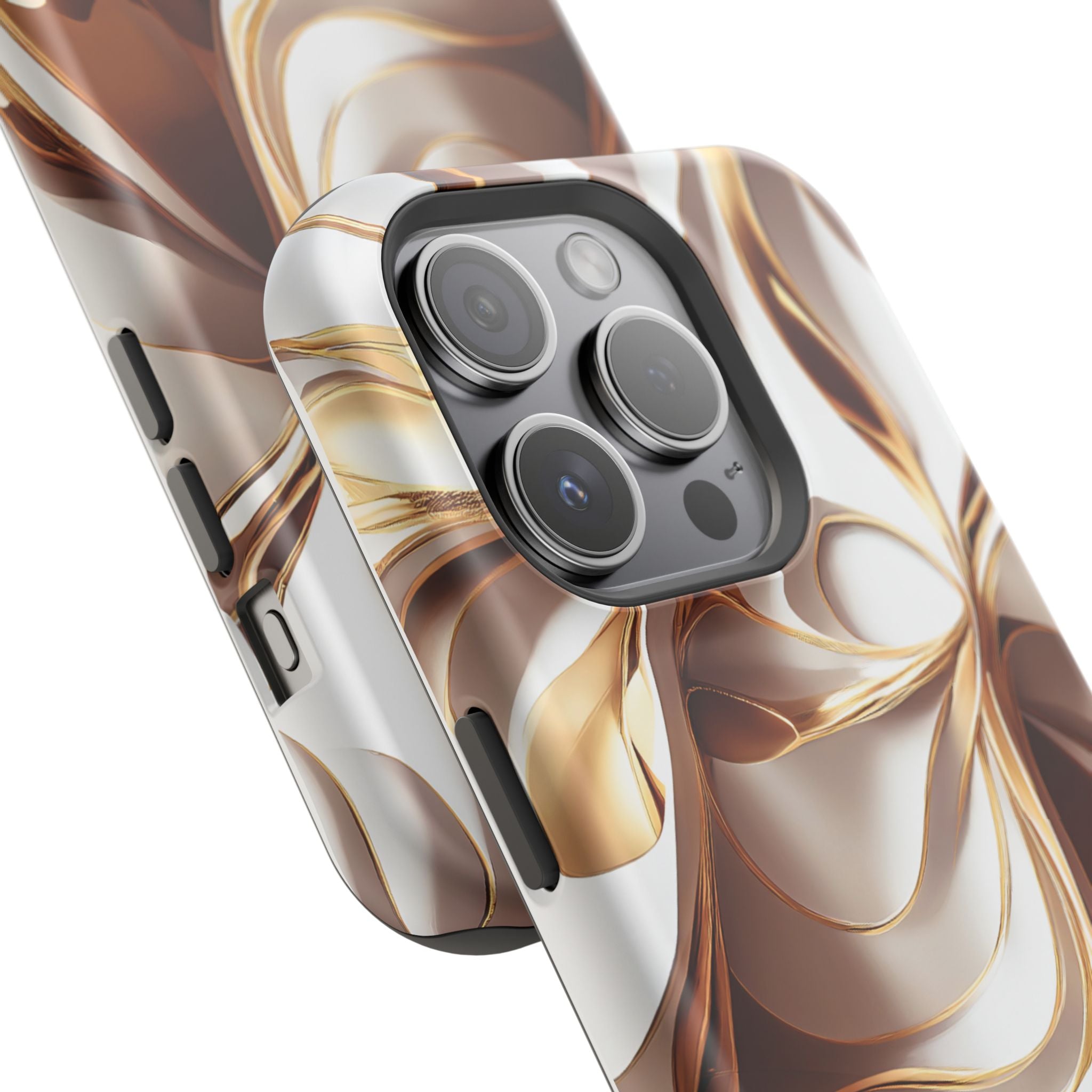 Marbled Gold Swirl Phone Case — Magnetic Impact‑Resistant iPhone Cover