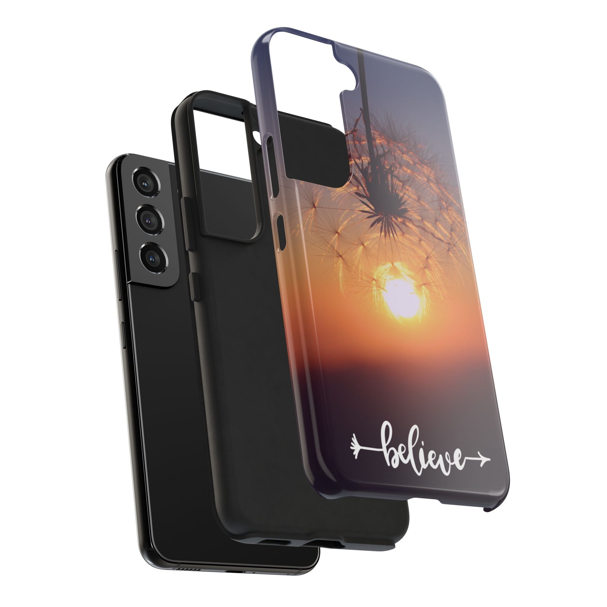 Believe Dandelion Sunset Tough Phone Case — Inspirational Protective iPhone Cover