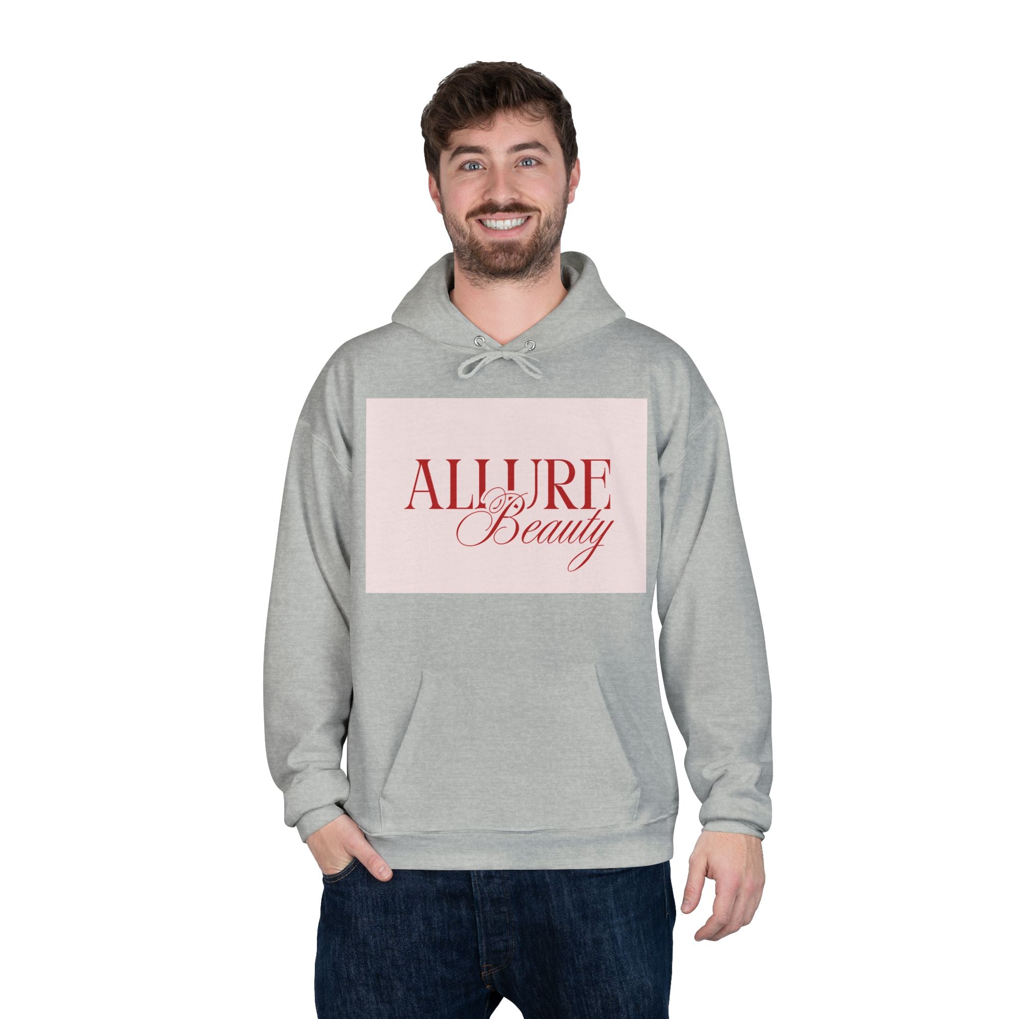 Unisex Allure Beauty Hoodie — Pink Logo Pullover for Beauty Lovers