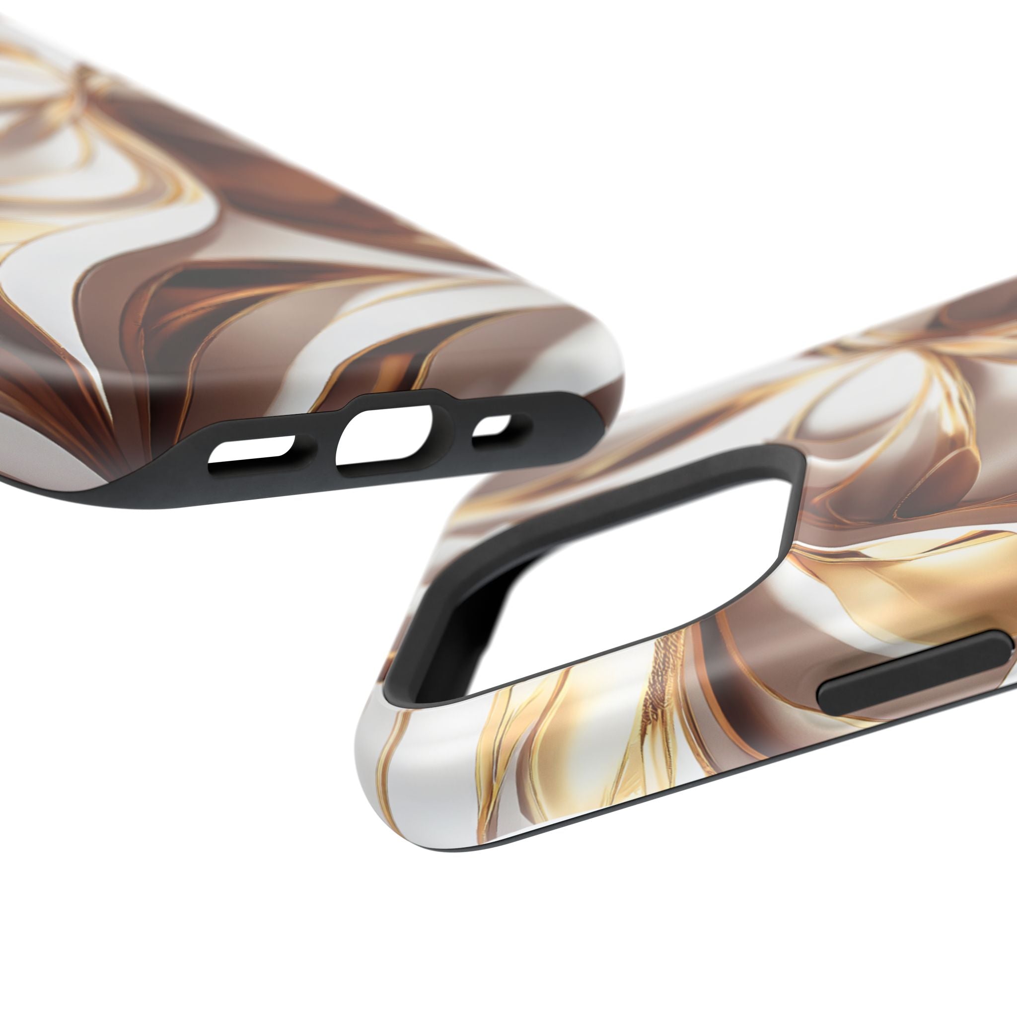 Marbled Gold Swirl Phone Case — Magnetic Impact‑Resistant iPhone Cover