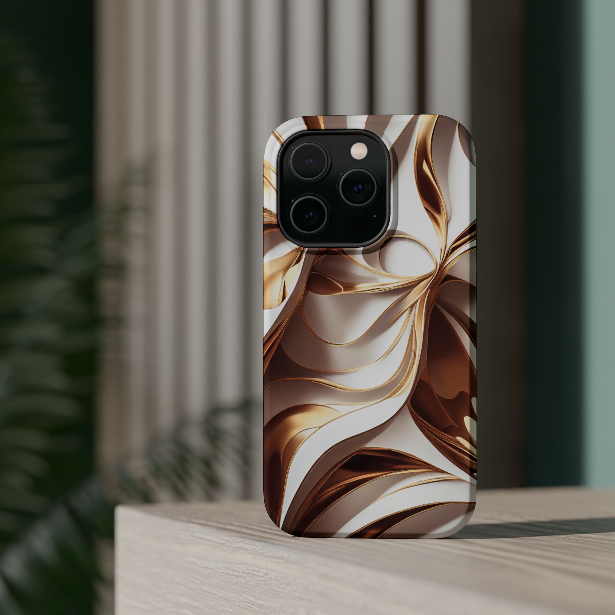 Marbled Gold Swirl Phone Case — Magnetic Impact‑Resistant iPhone Cover