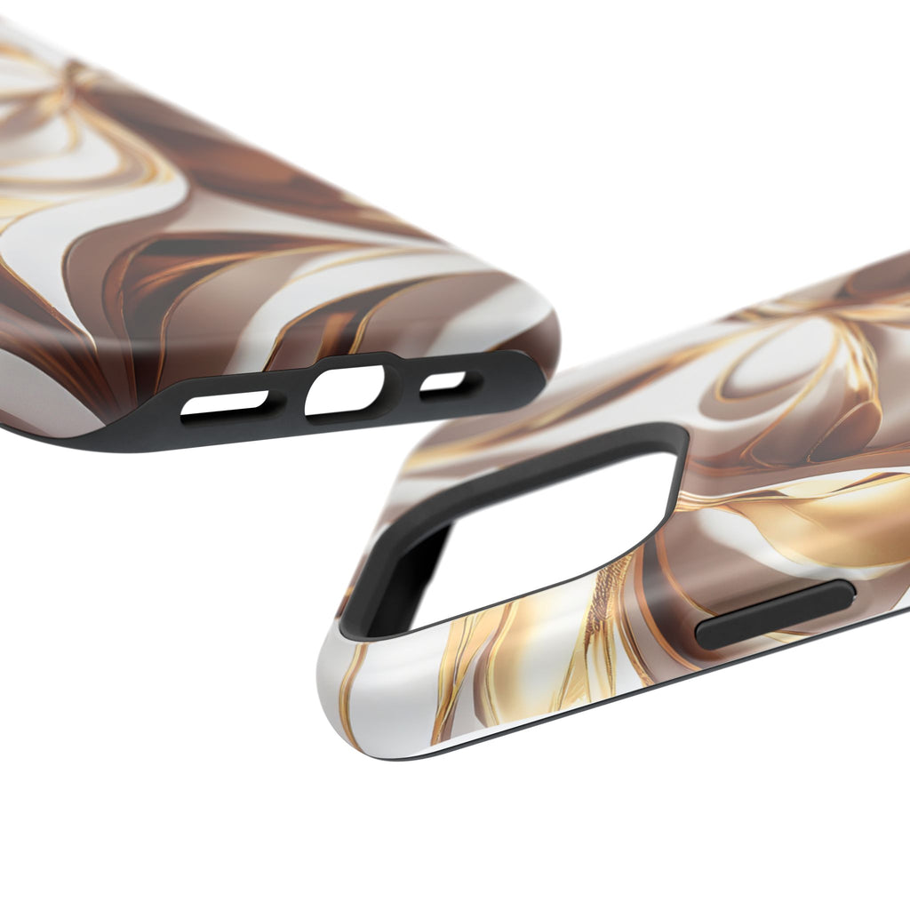Marbled Gold Swirl Phone Case — Magnetic Impact‑Resistant iPhone Cover