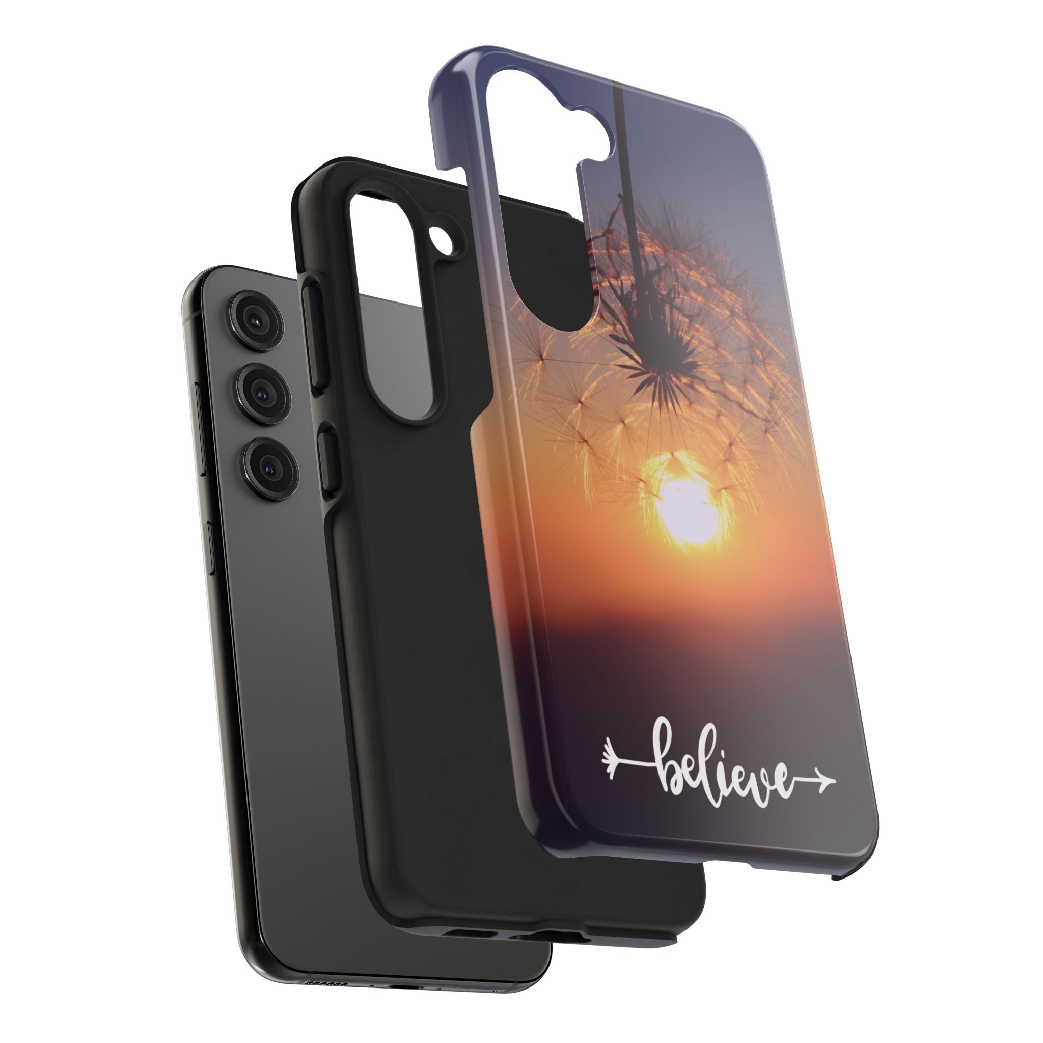 Believe Dandelion Sunset Tough Phone Case — Inspirational Protective iPhone Cover