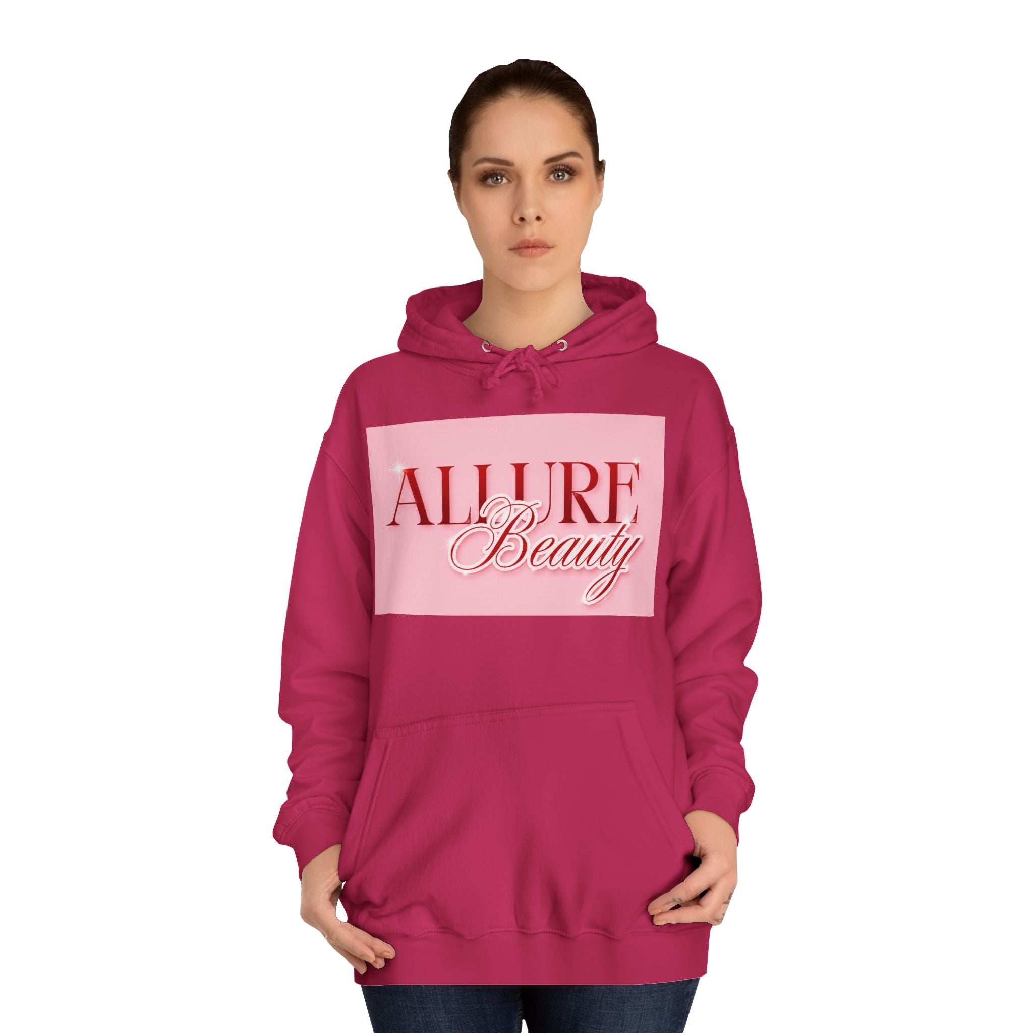 Unisex Allure Beauty Hoodie — Pink Logo Comfort Pullover