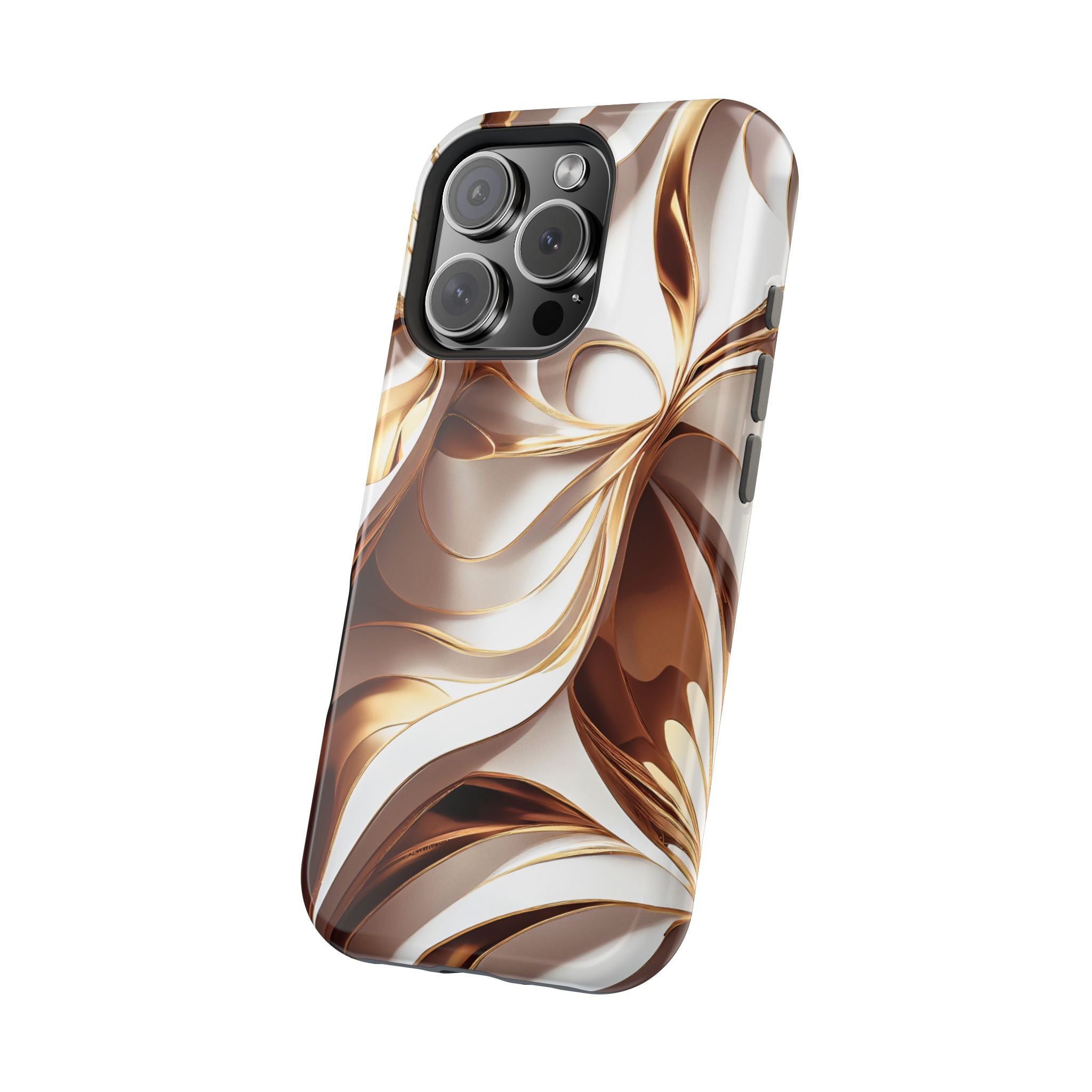 Marbled Gold Swirl Phone Case — Magnetic Impact‑Resistant iPhone Cover