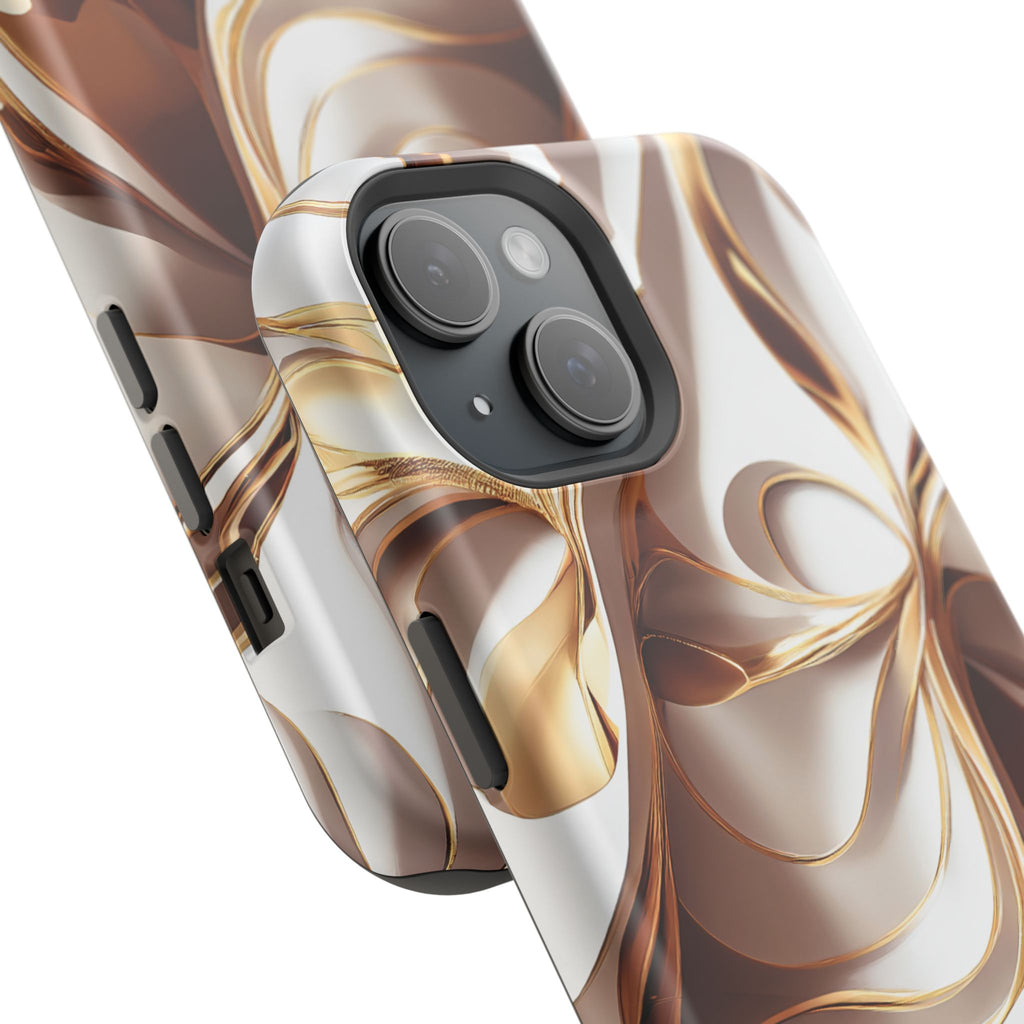 Marbled Gold Swirl Phone Case — Magnetic Impact‑Resistant iPhone Cover