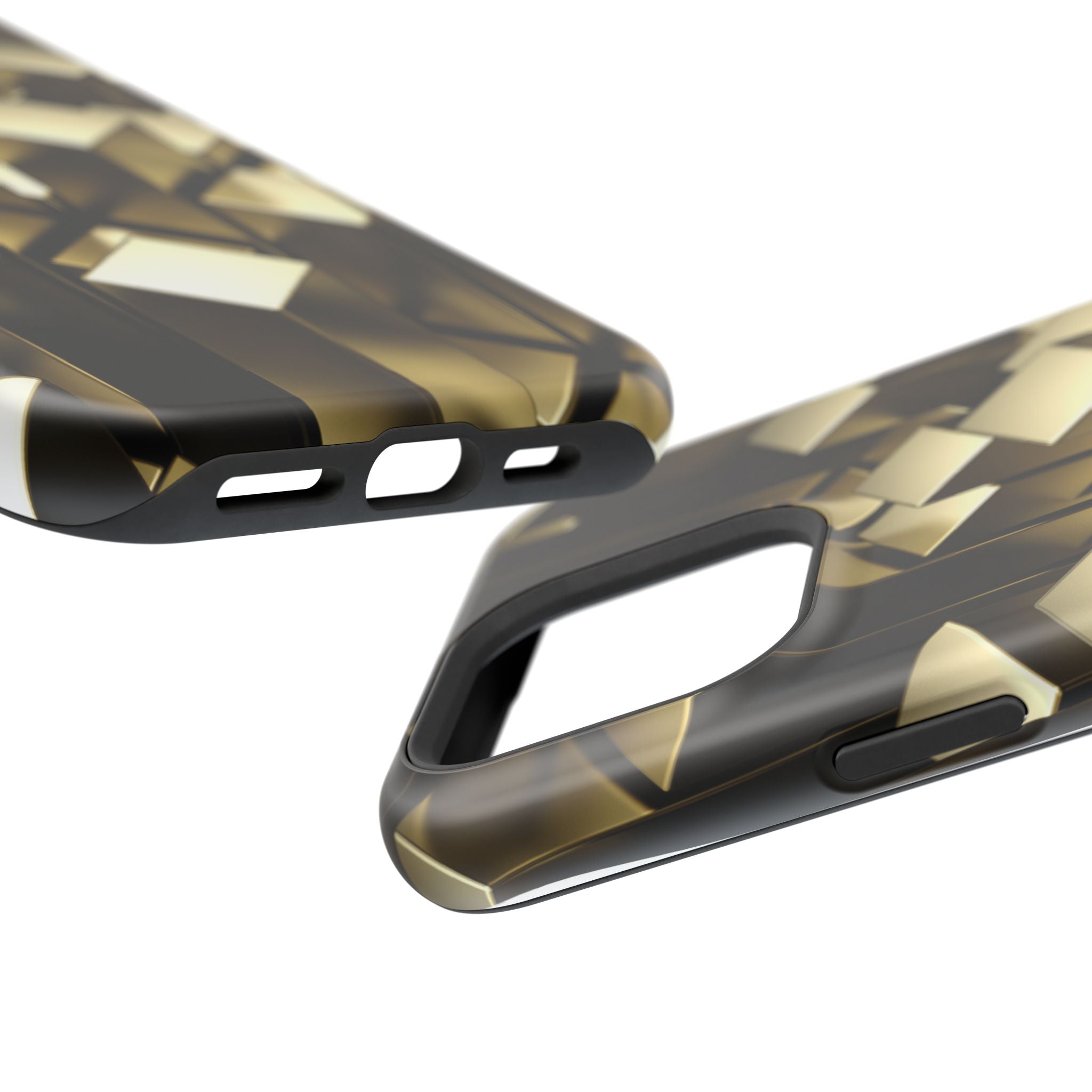 Impact-Resistant Phone Case — Gold Geometric 3D Cubes