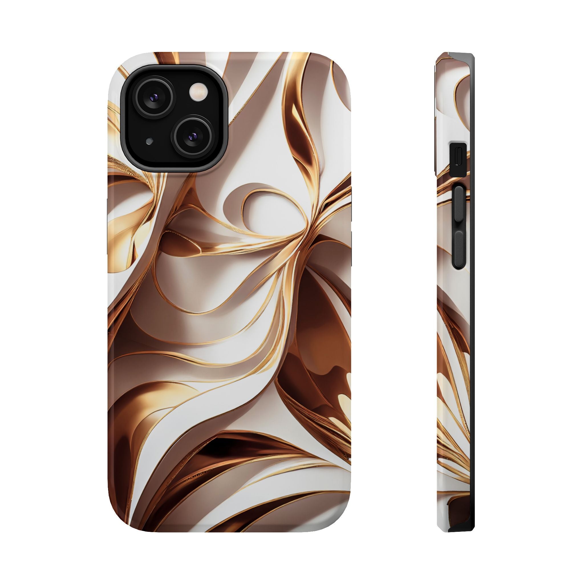 Marbled Gold Swirl Phone Case — Magnetic Impact‑Resistant iPhone Cover