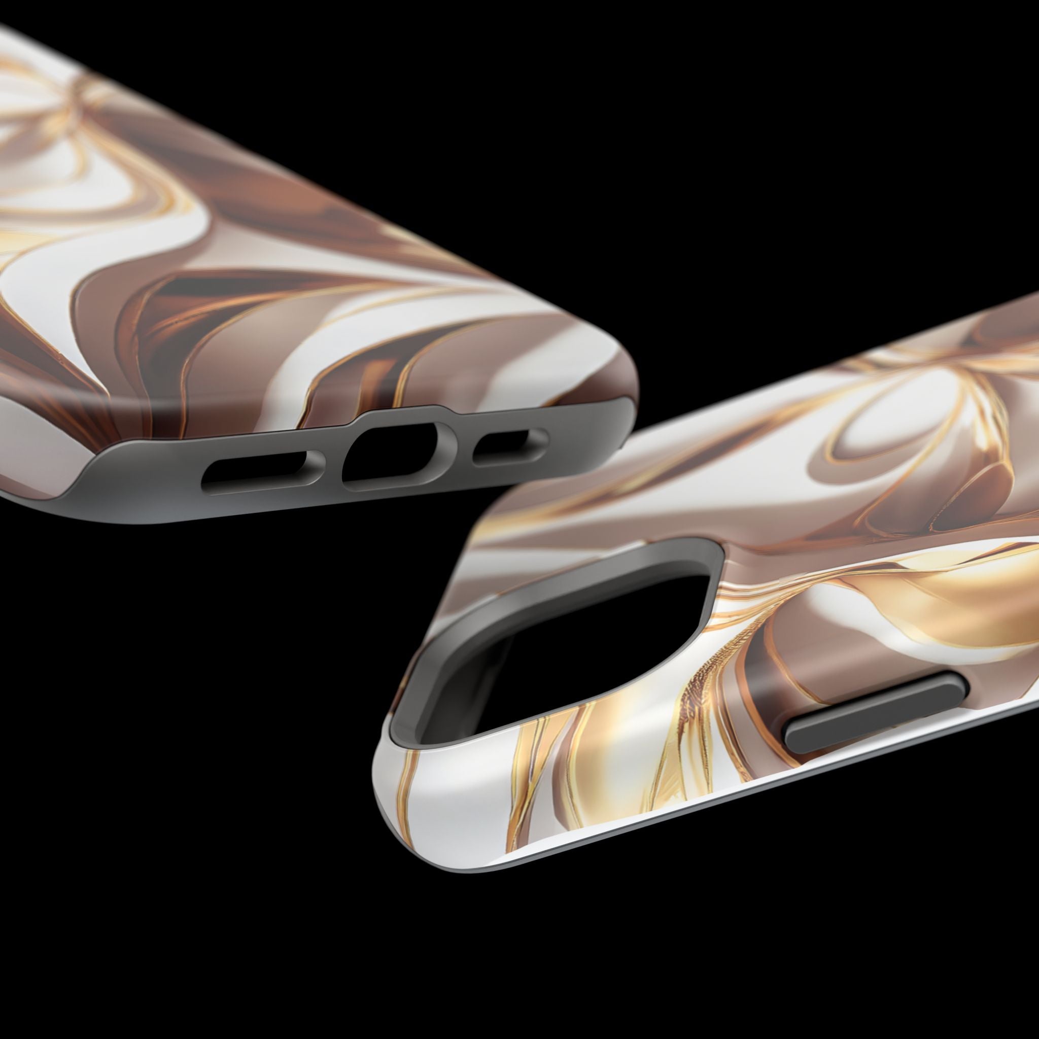 Marbled Gold Swirl Phone Case — Magnetic Impact‑Resistant iPhone Cover