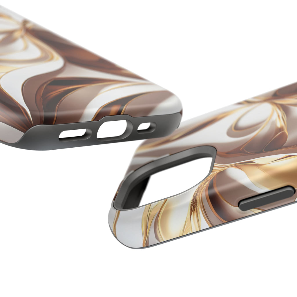 Marbled Gold Swirl Phone Case — Magnetic Impact‑Resistant iPhone Cover