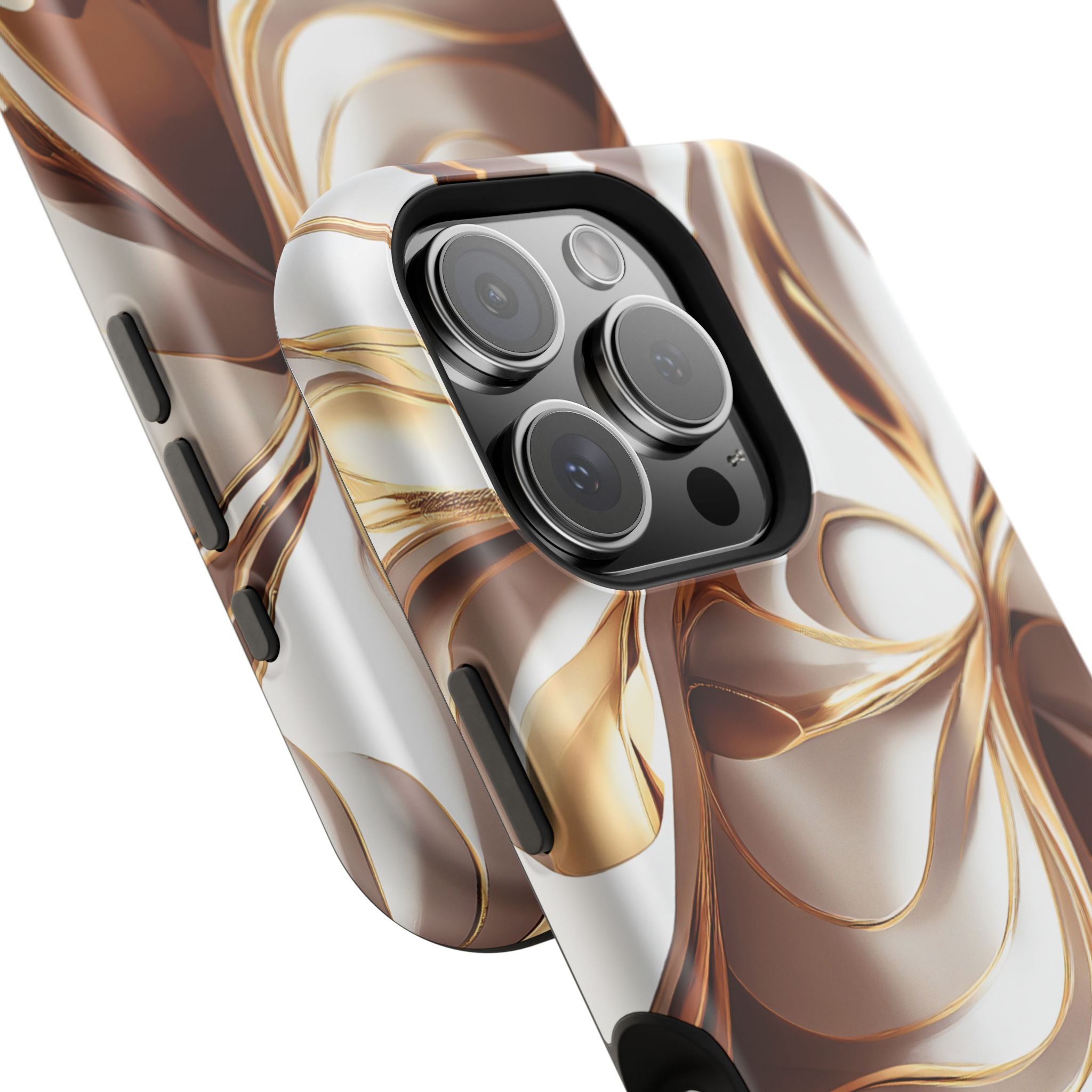 Marbled Gold Swirl Phone Case — Magnetic Impact‑Resistant iPhone Cover