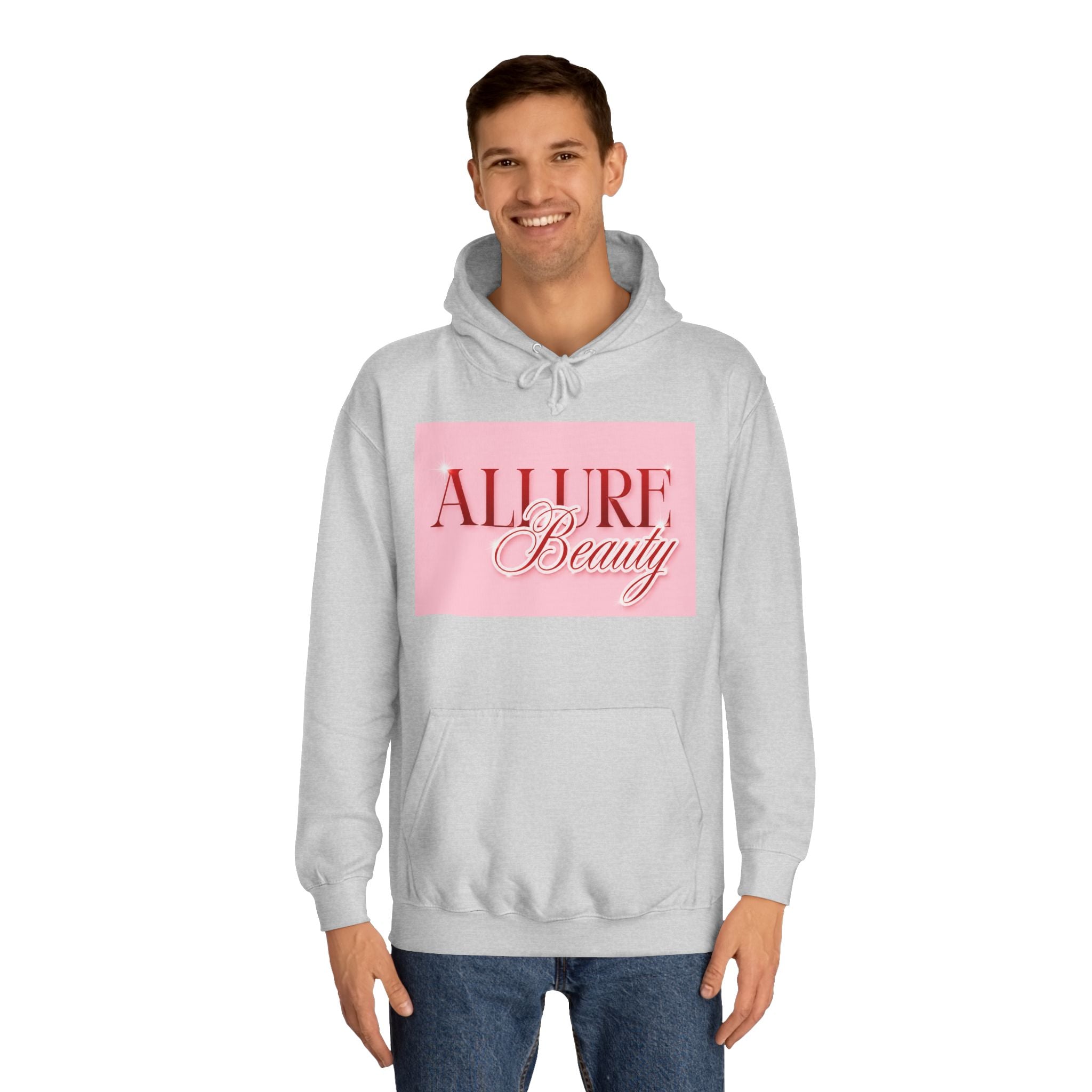 Unisex Allure Beauty Hoodie — Pink Logo Comfort Pullover