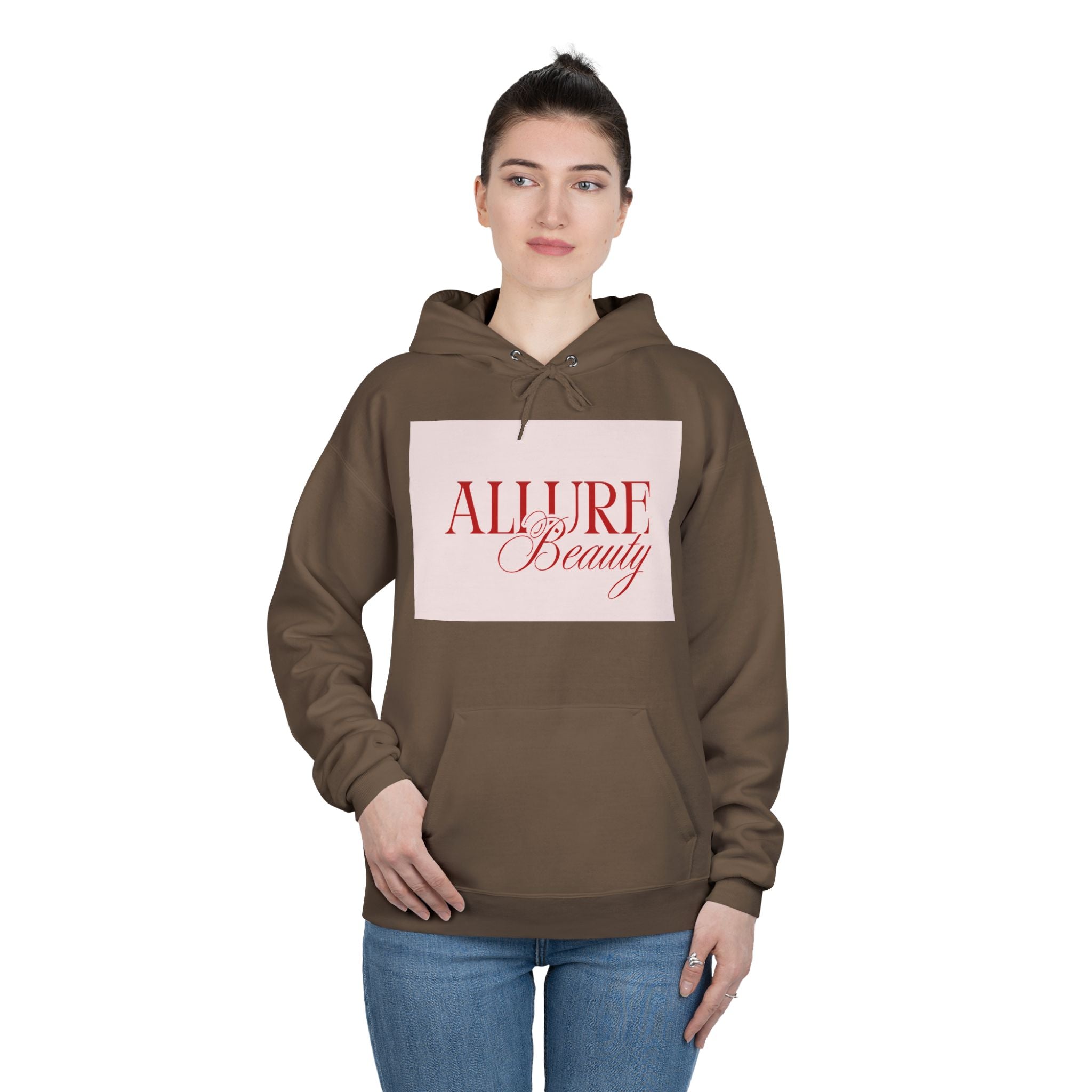Unisex Allure Beauty Hoodie — Pink Logo Pullover for Beauty Lovers