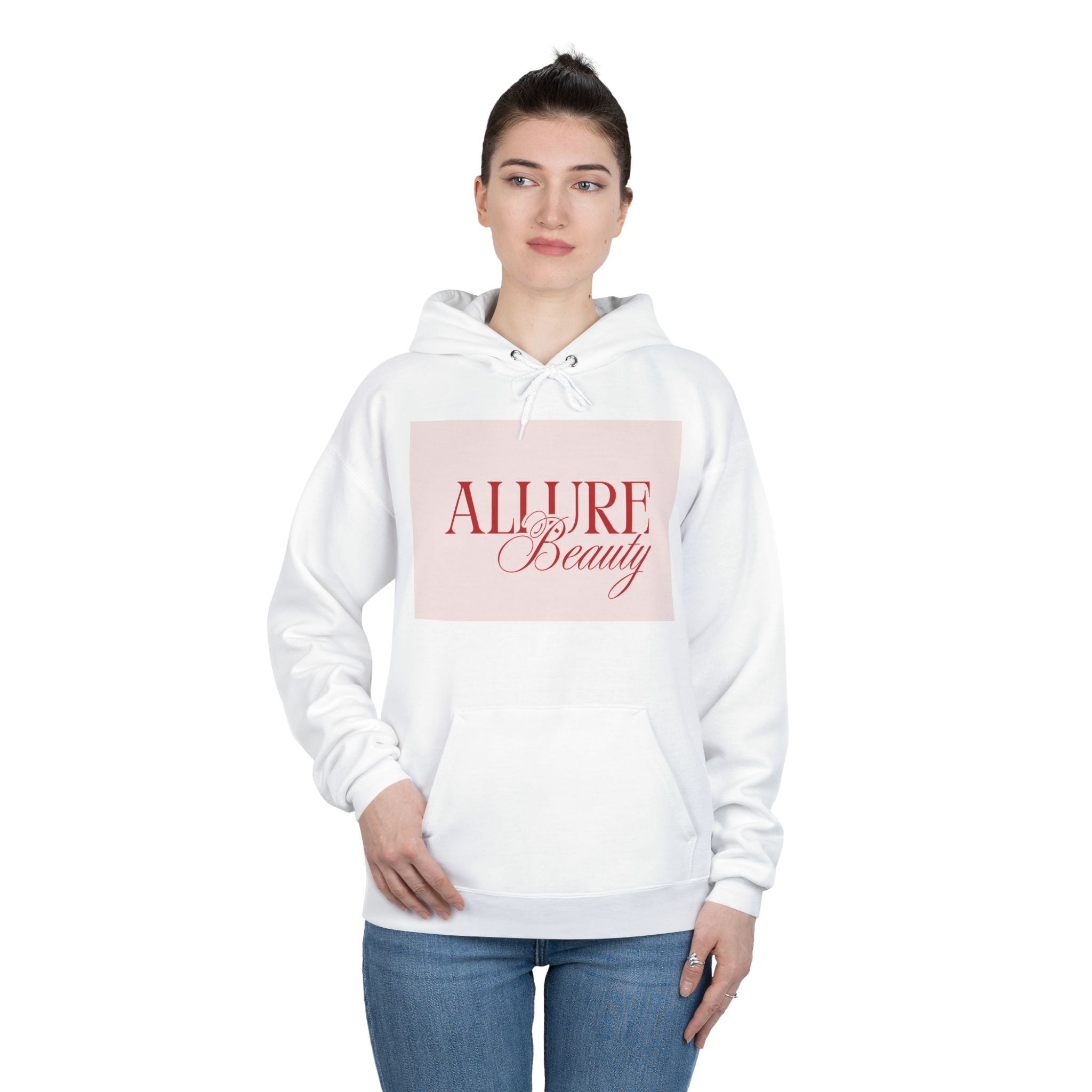 Unisex Allure Beauty Hoodie — Pink Logo Pullover for Beauty Lovers