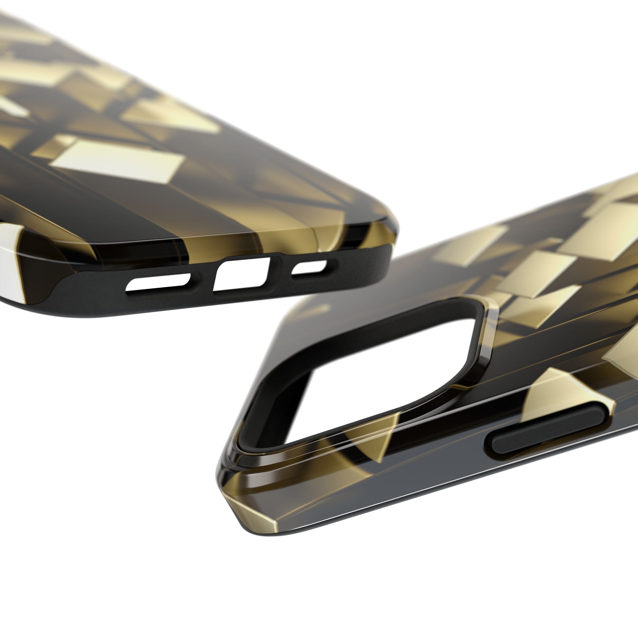 Impact-Resistant Phone Case — Gold Geometric 3D Cubes