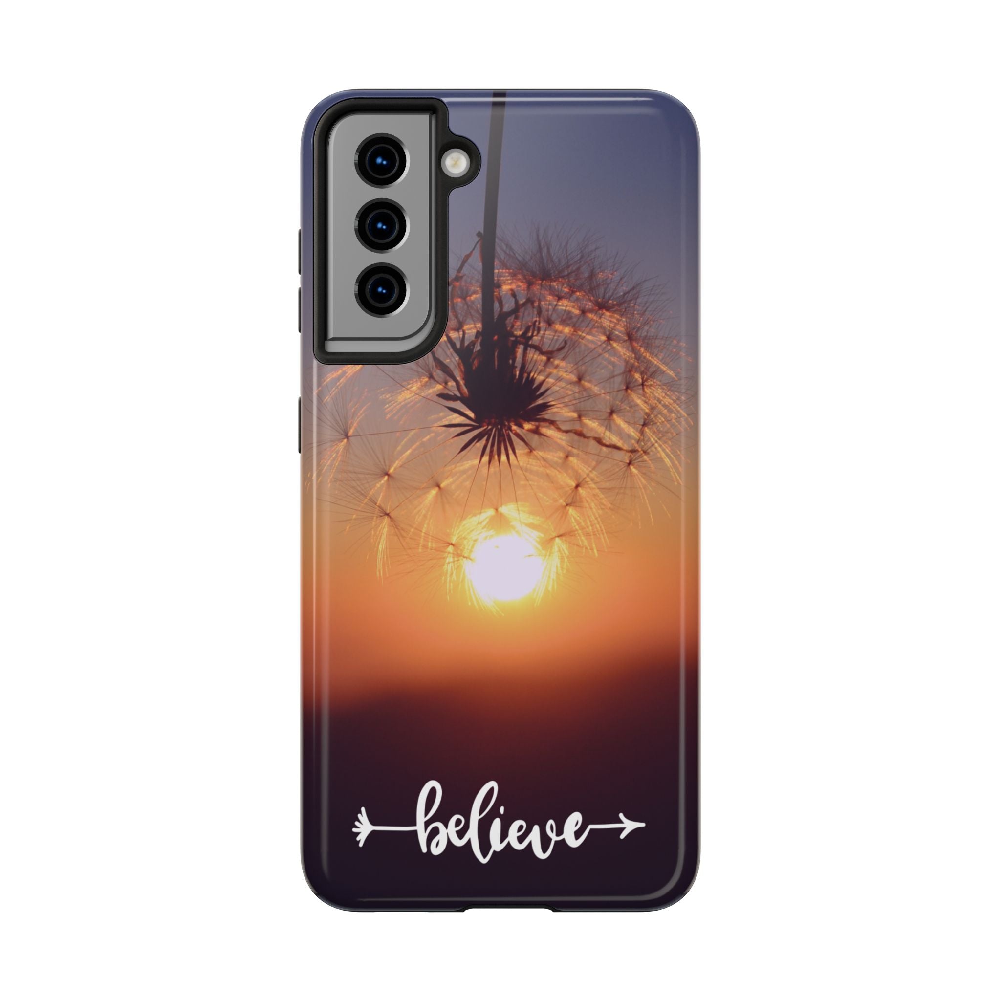 Believe Dandelion Sunset Tough Phone Case — Inspirational Protective iPhone Cover