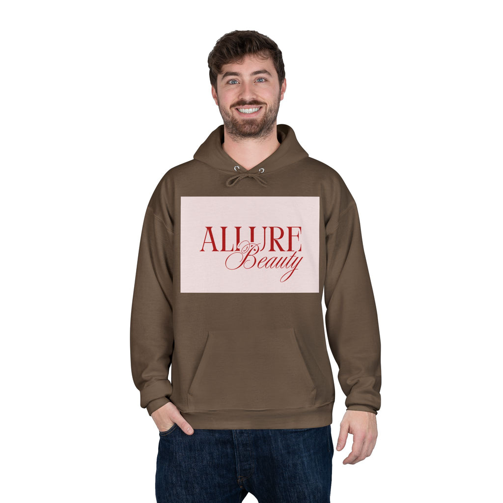 Unisex Allure Beauty Hoodie — Pink Logo Pullover for Beauty Lovers