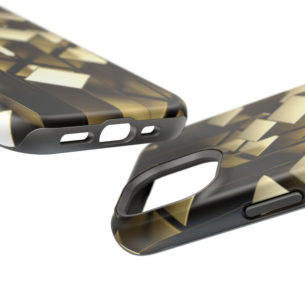 Impact-Resistant Phone Case — Gold Geometric 3D Cubes