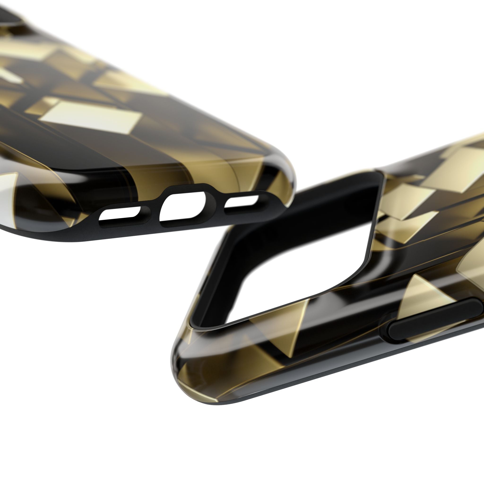 Impact-Resistant Phone Case — Gold Geometric 3D Cubes