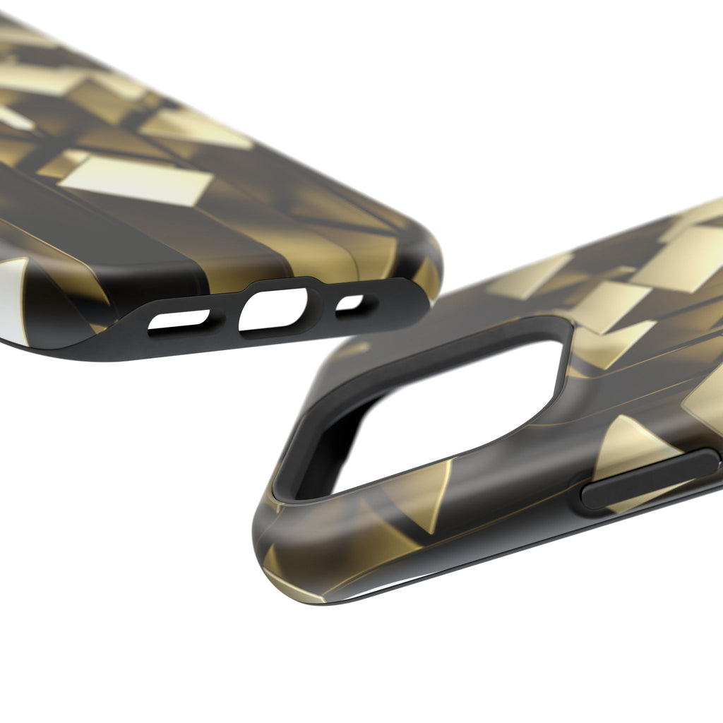Impact-Resistant Phone Case — Gold Geometric 3D Cubes