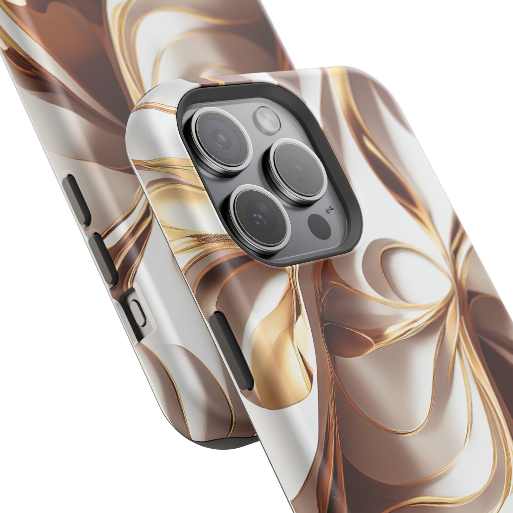 Marbled Gold Swirl Phone Case — Magnetic Impact‑Resistant iPhone Cover