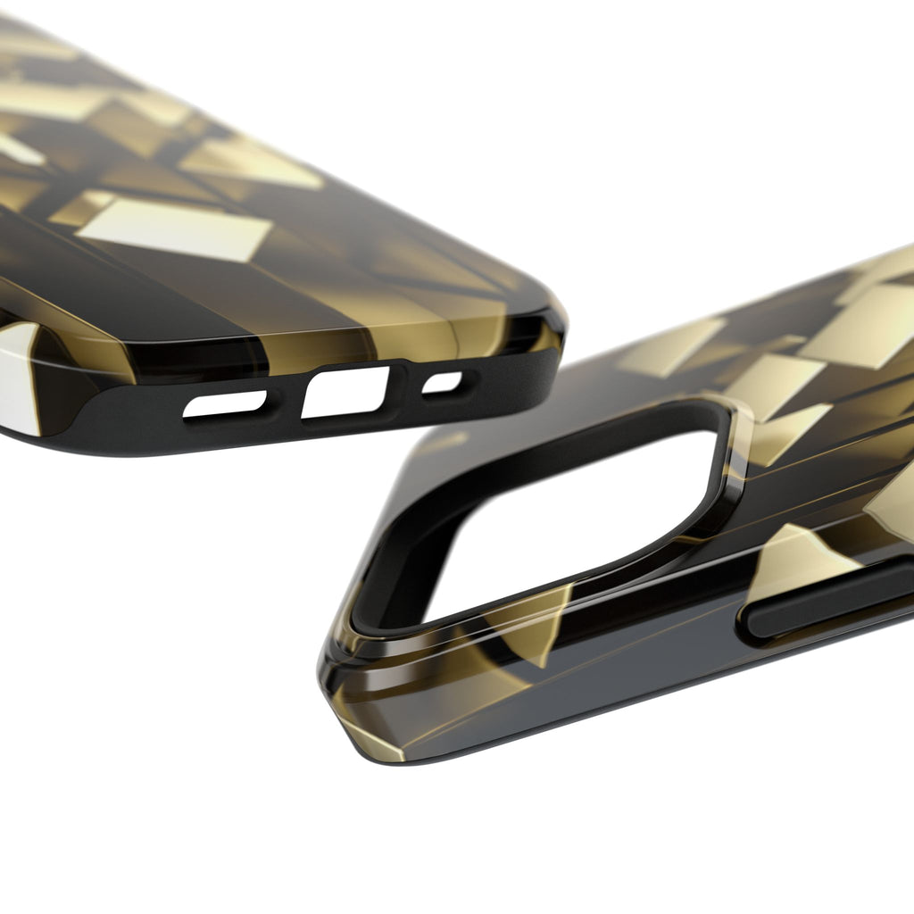 Impact-Resistant Phone Case — Gold Geometric 3D Cubes