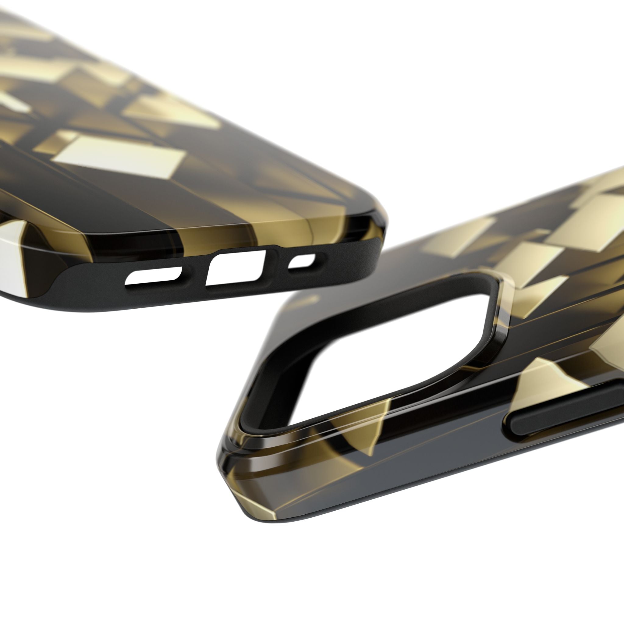 Impact-Resistant Phone Case — Gold Geometric 3D Cubes