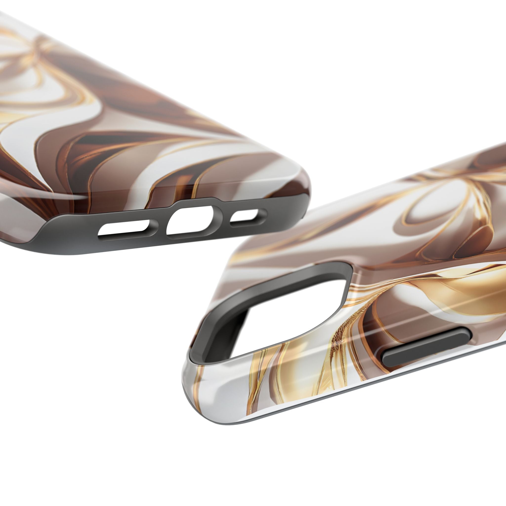 Marbled Gold Swirl Phone Case — Magnetic Impact‑Resistant iPhone Cover