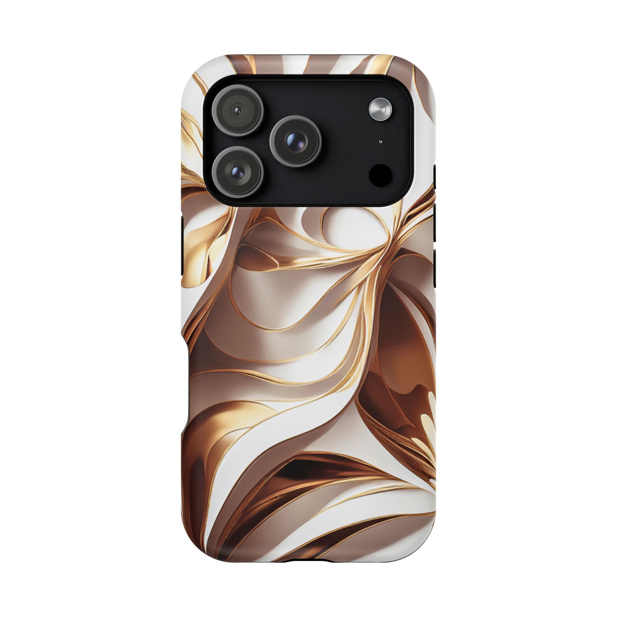 Marbled Gold Swirl Phone Case — Magnetic Impact‑Resistant iPhone Cover