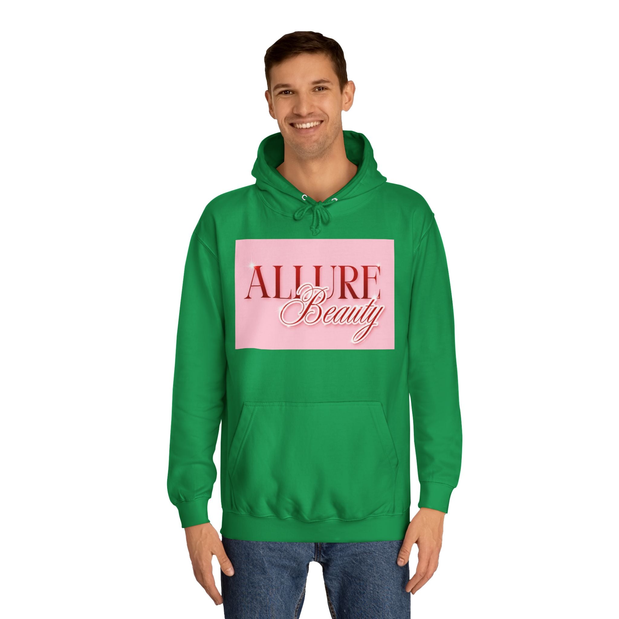 Unisex Allure Beauty Hoodie — Pink Logo Comfort Pullover