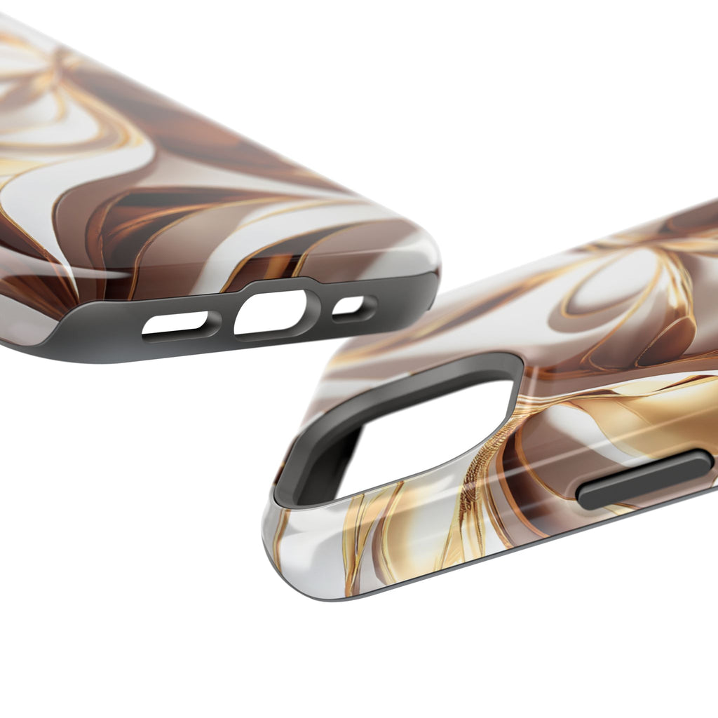Marbled Gold Swirl Phone Case — Magnetic Impact‑Resistant iPhone Cover