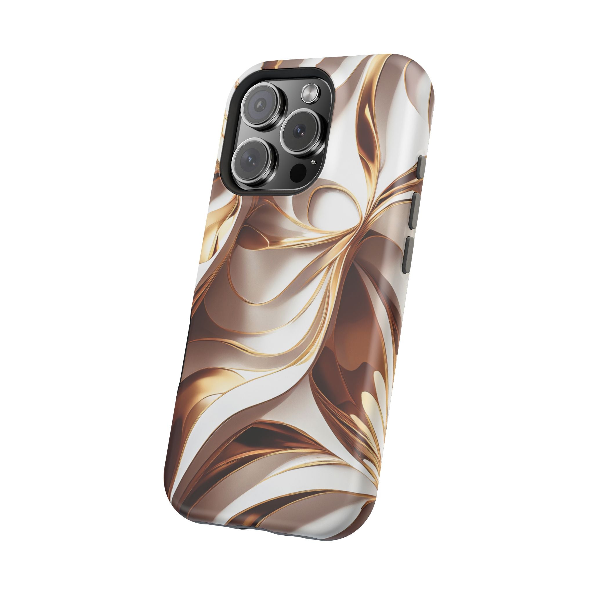 Marbled Gold Swirl Phone Case — Magnetic Impact‑Resistant iPhone Cover