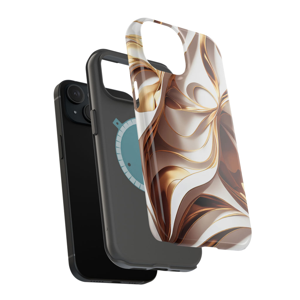 Marbled Gold Swirl Phone Case — Magnetic Impact‑Resistant iPhone Cover