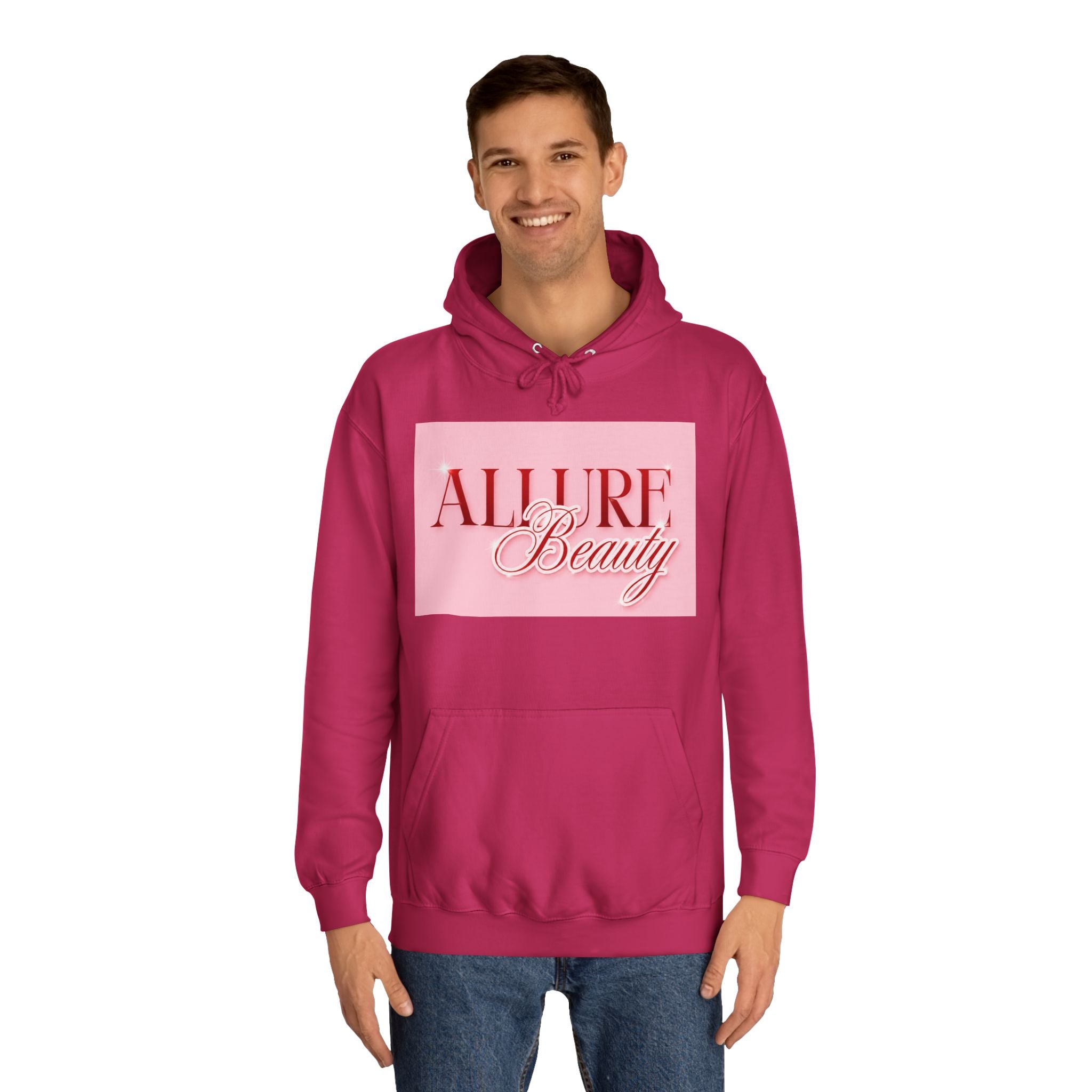 Unisex Allure Beauty Hoodie — Pink Logo Comfort Pullover