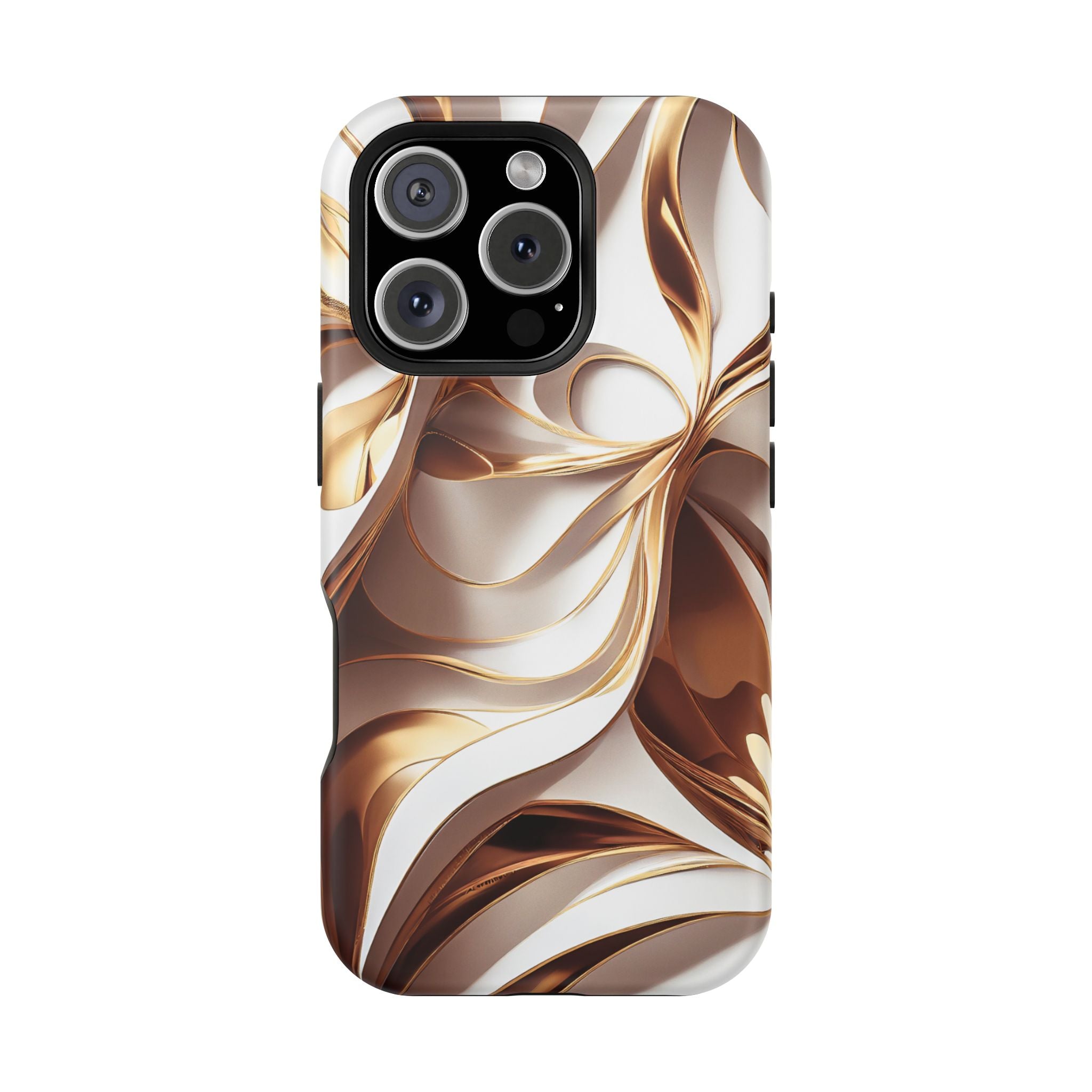 Marbled Gold Swirl Phone Case — Magnetic Impact‑Resistant iPhone Cover