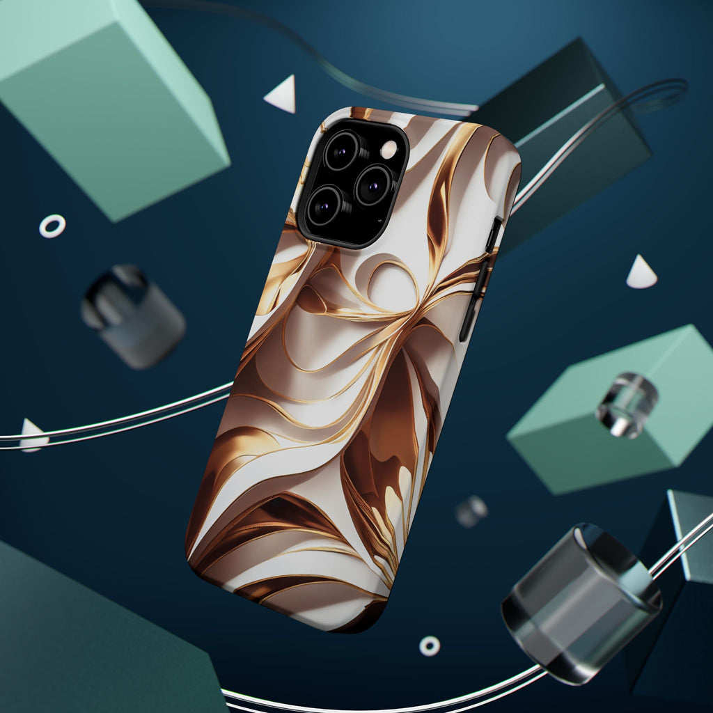 Marbled Gold Swirl Phone Case — Magnetic Impact‑Resistant iPhone Cover