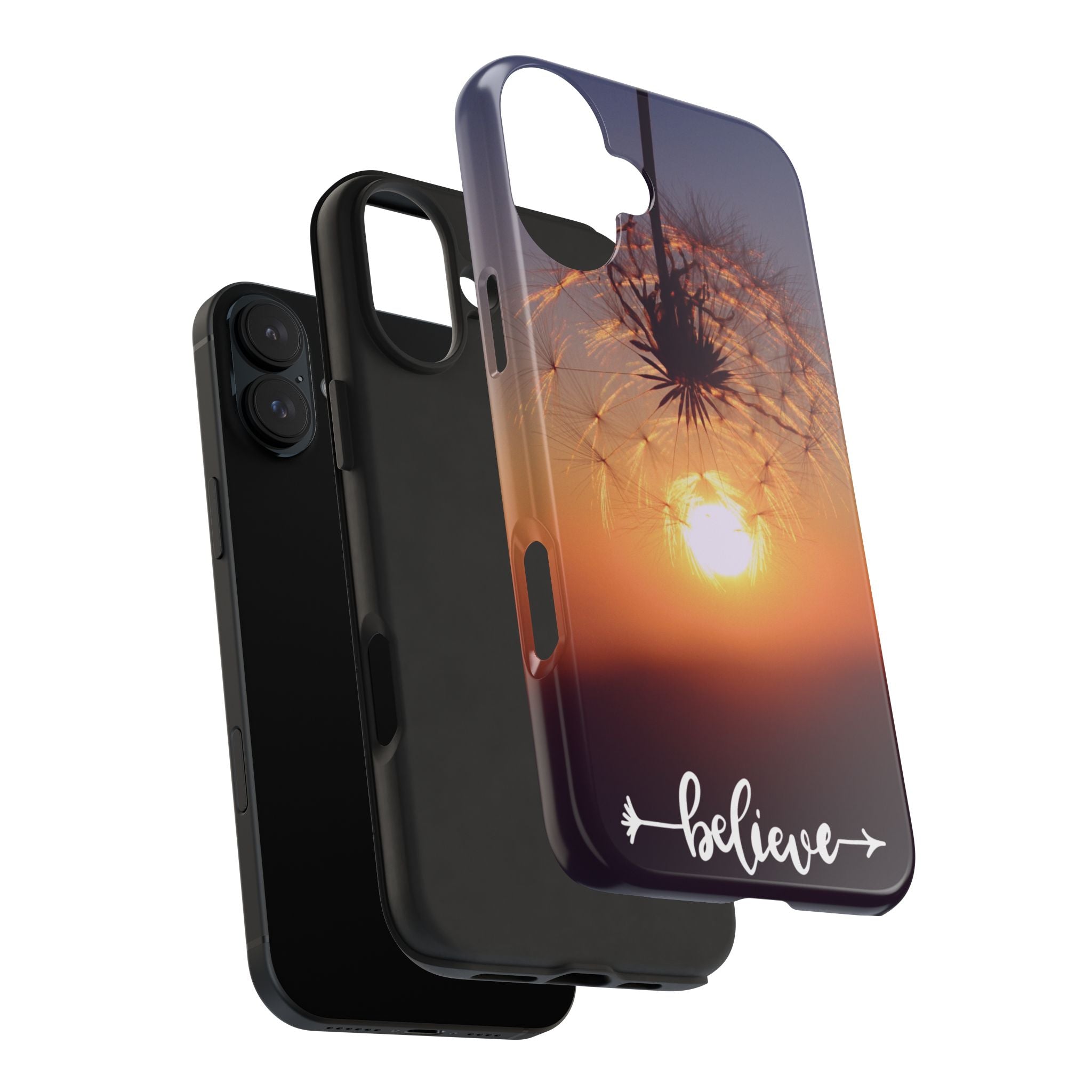 Believe Dandelion Sunset Tough Phone Case — Inspirational Protective iPhone Cover