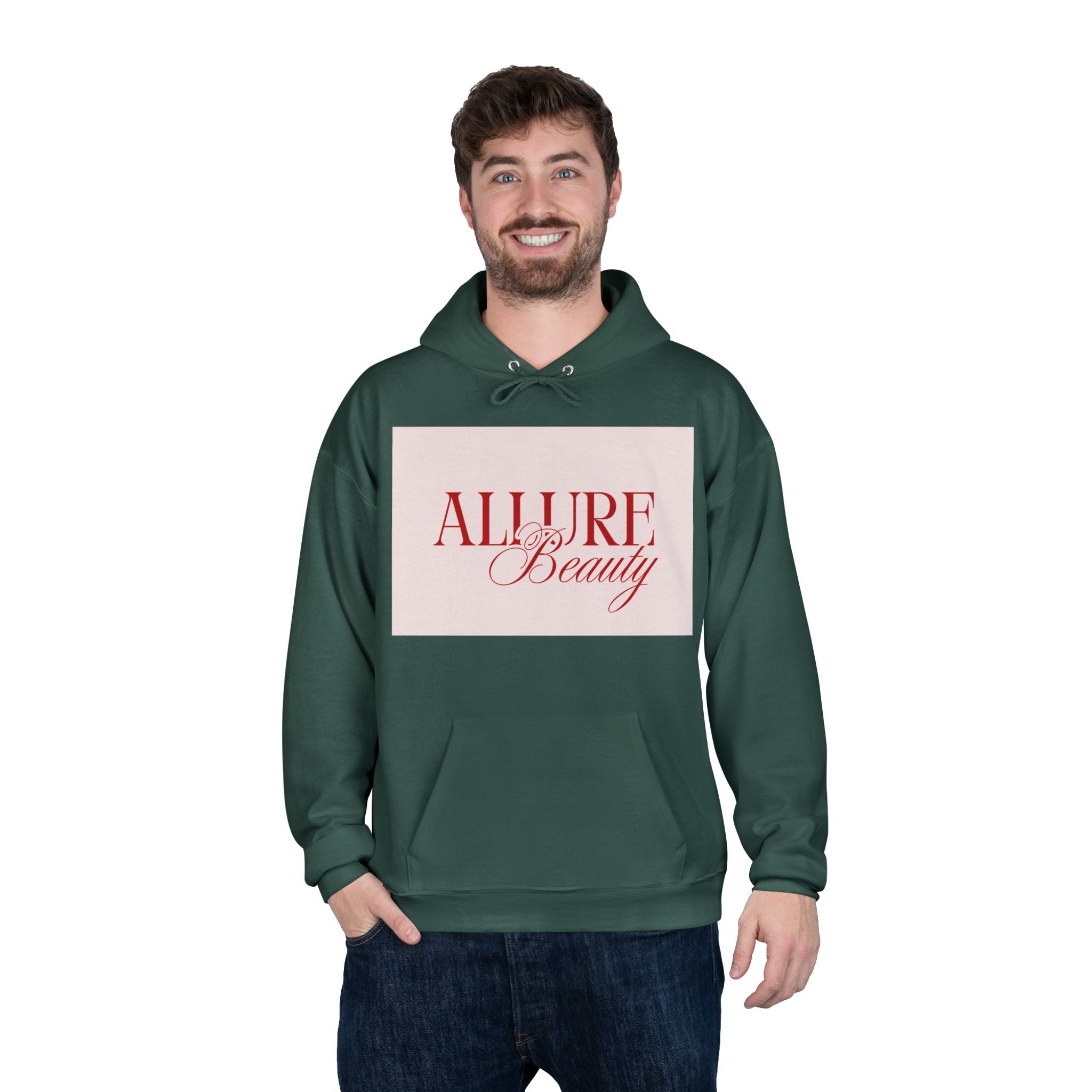 Unisex Allure Beauty Hoodie — Pink Logo Pullover for Beauty Lovers