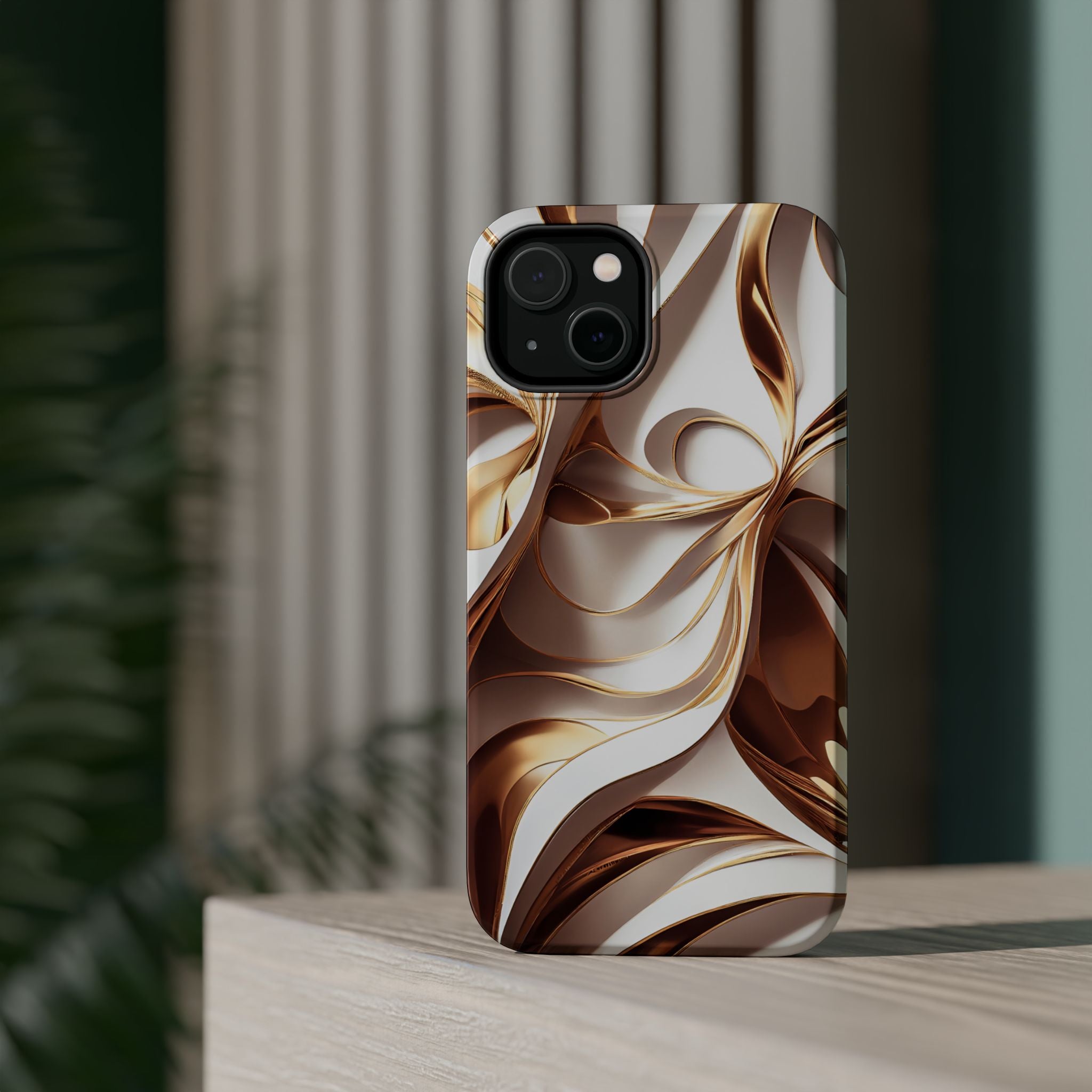 Marbled Gold Swirl Phone Case — Magnetic Impact‑Resistant iPhone Cover