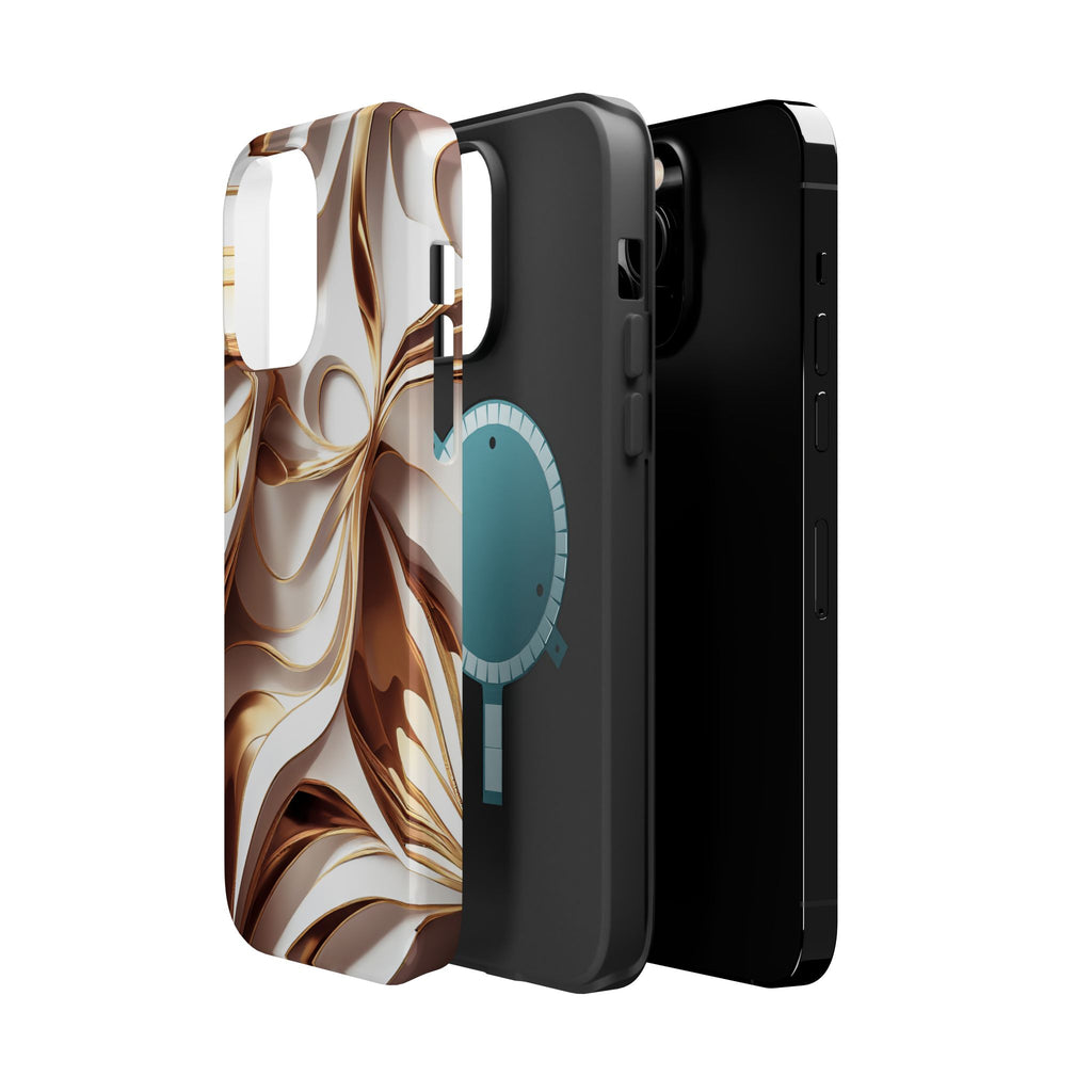 Marbled Gold Swirl Phone Case — Magnetic Impact‑Resistant iPhone Cover